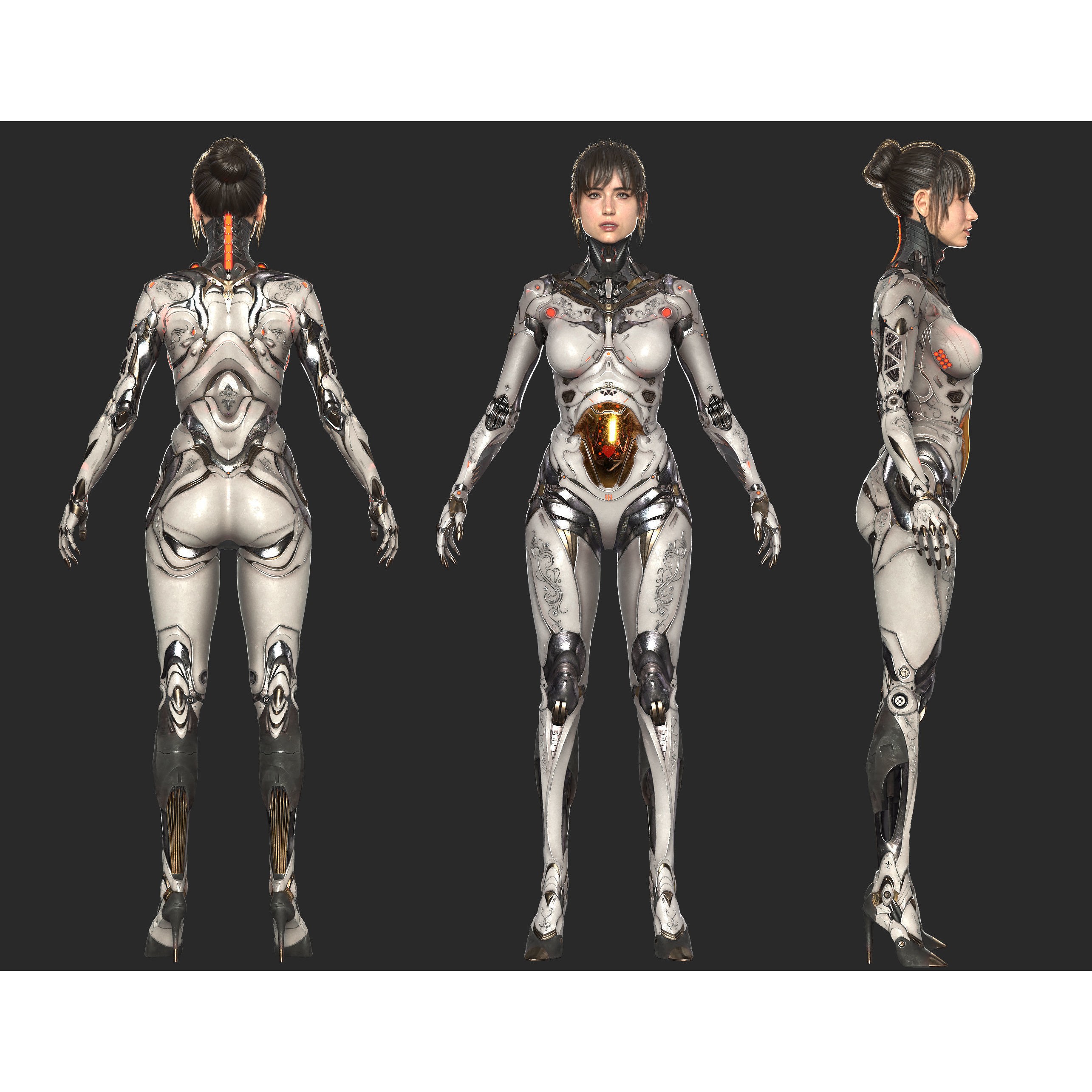 Cyberpunk Girl - Low-Poly Game-Ready 3D Model - View 4