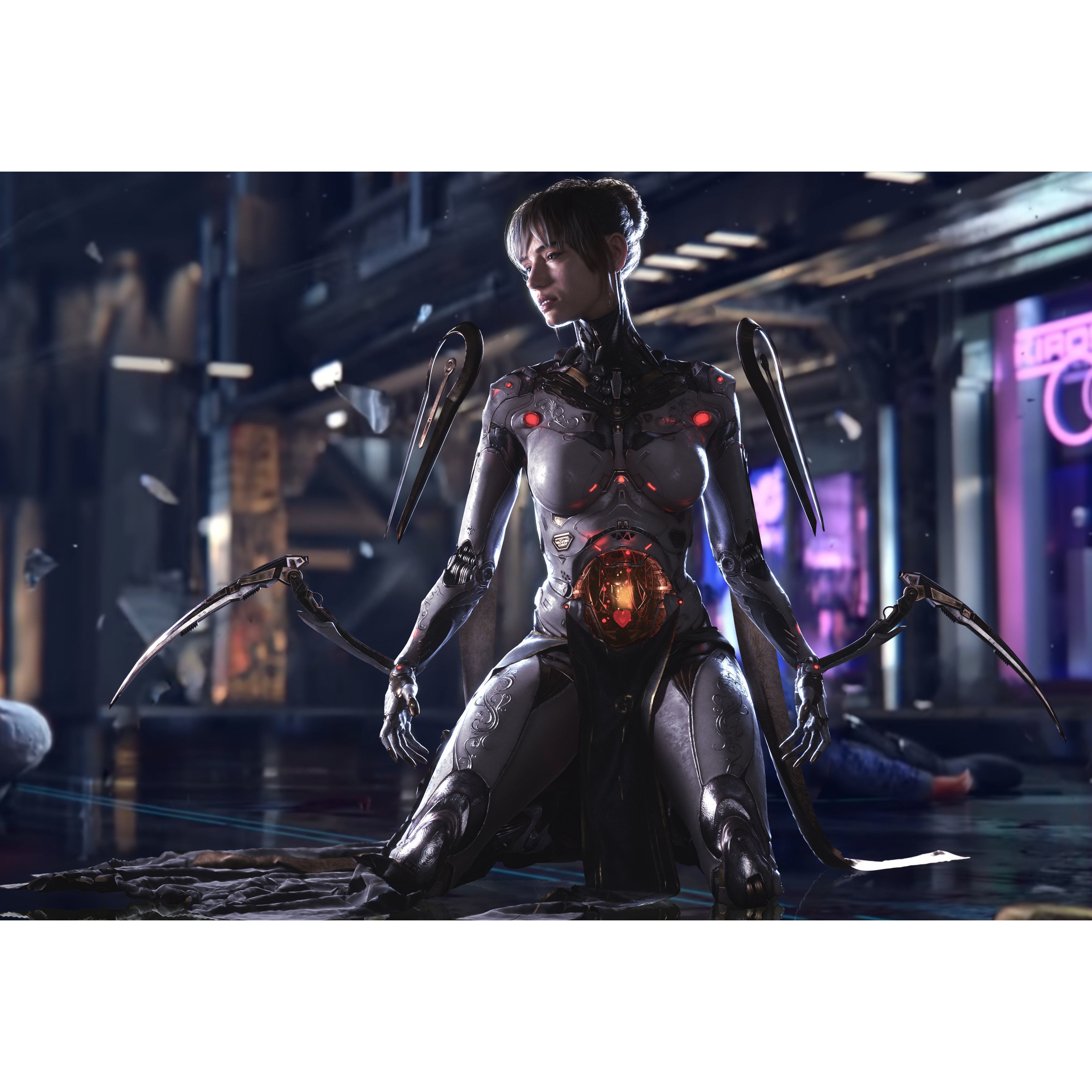 Cyberpunk Girl - Low-Poly Game-Ready 3D Model - View 5