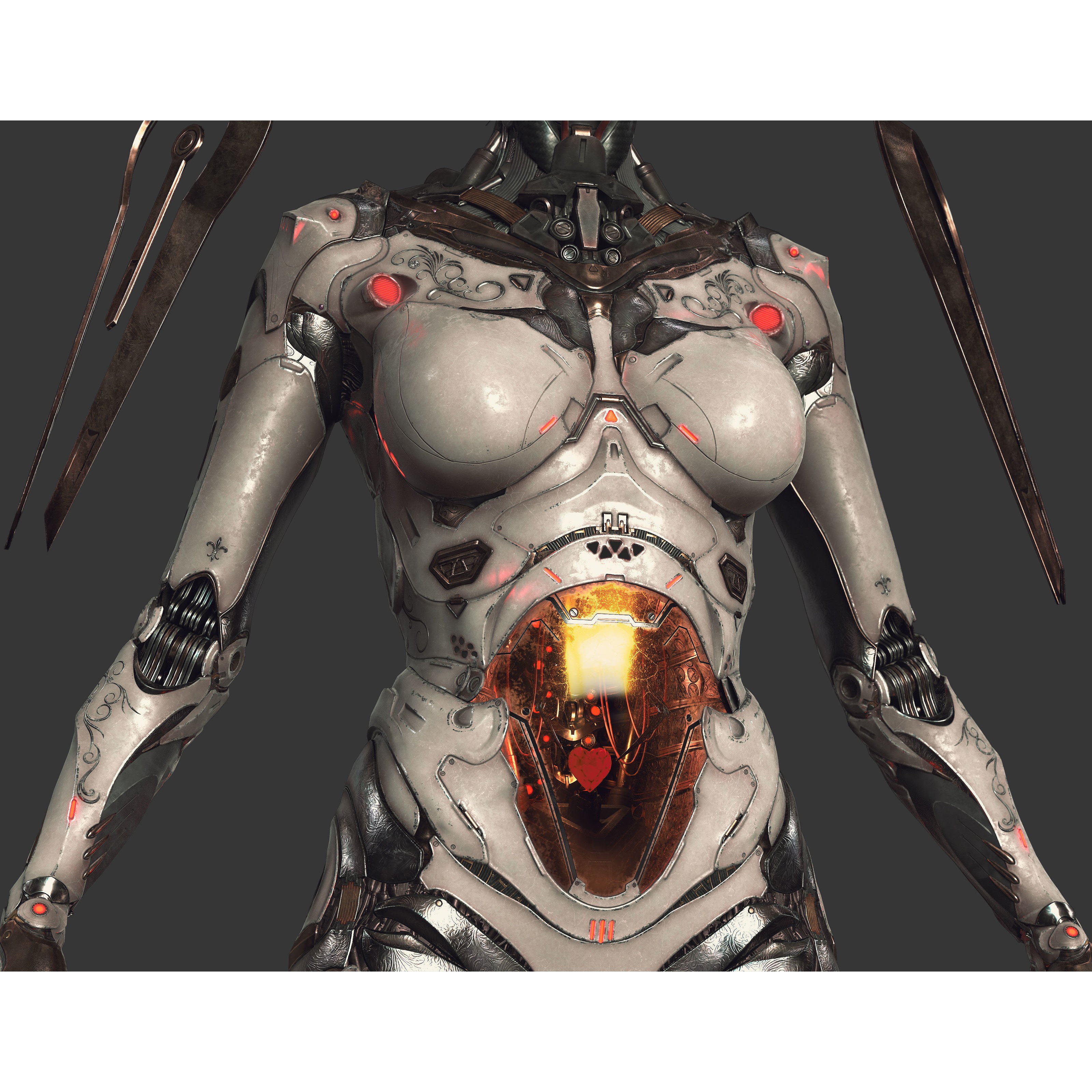 Cyberpunk Girl - Low-Poly Game-Ready 3D Model - View 9