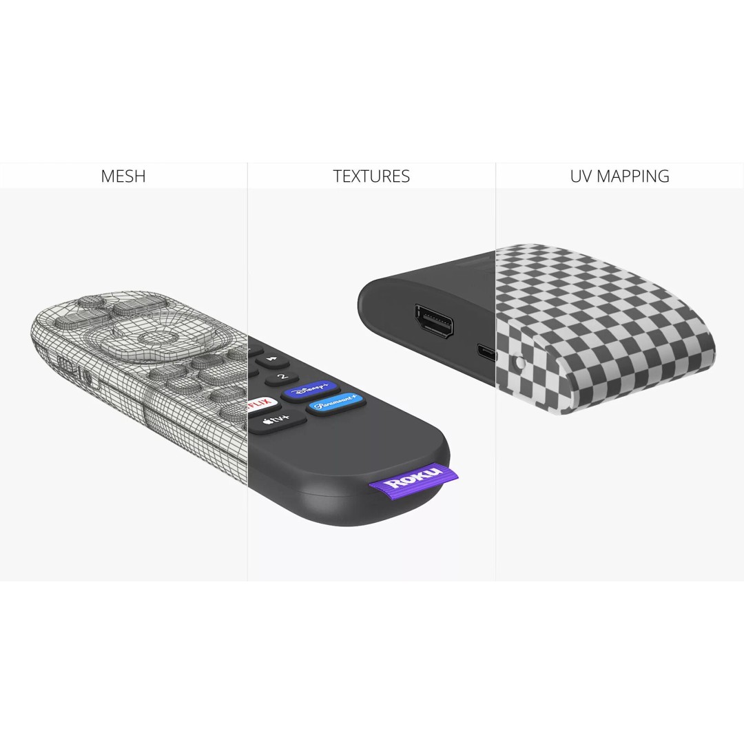 Roku Express 4K Media Device 3D Model – PBR Textured, FBX - View 7