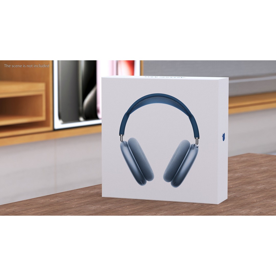 Box AirPods Max 3D Model – High Quality Cardboard Packaging Asset - View 3