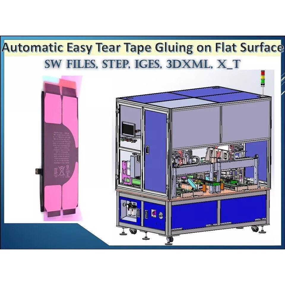 Automatic Easy Tear Tape Gluing Machine 3D Model – Industrial Automation Equipment, FBX - View 2