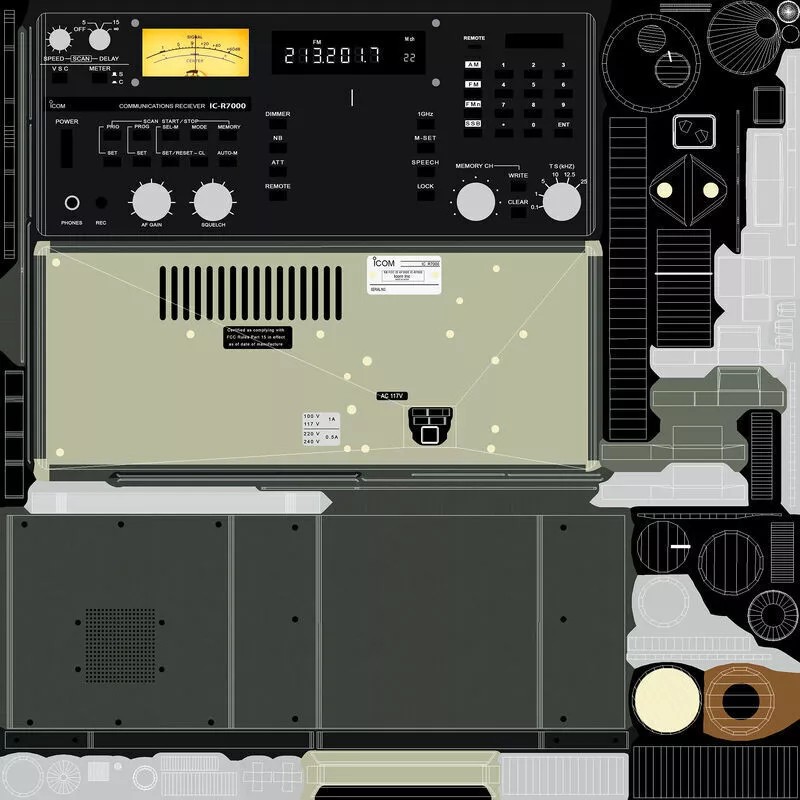 Icom R7000 Receiver 3D Model – Low Poly Game Ready, FBX - View 23