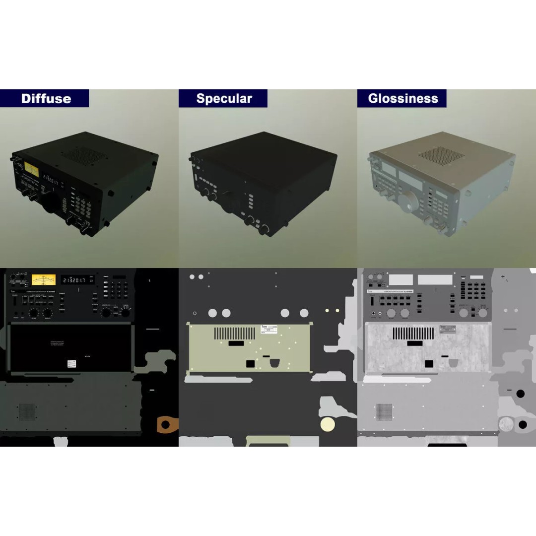 Icom R7000 Receiver 3D Model – Low Poly Game Ready, FBX - View 24
