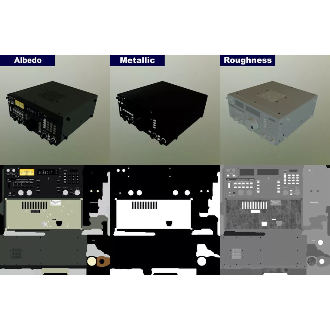 Icom R7000 Receiver 3D Model – Low Poly Game Ready, FBX - View 25