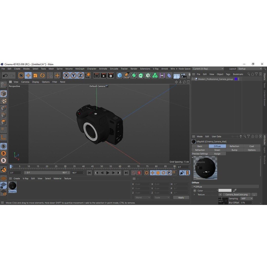 Modern Professional Camera 3D Model – High Poly PBR Asset, FBX, OBJ - View 25