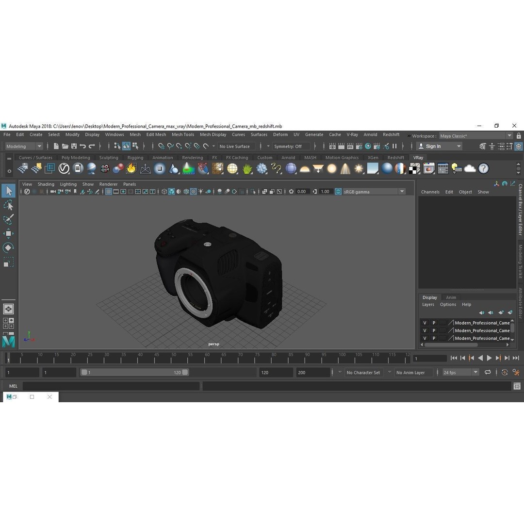 Modern Professional Camera 3D Model – High Poly PBR Asset, FBX, OBJ - View 26