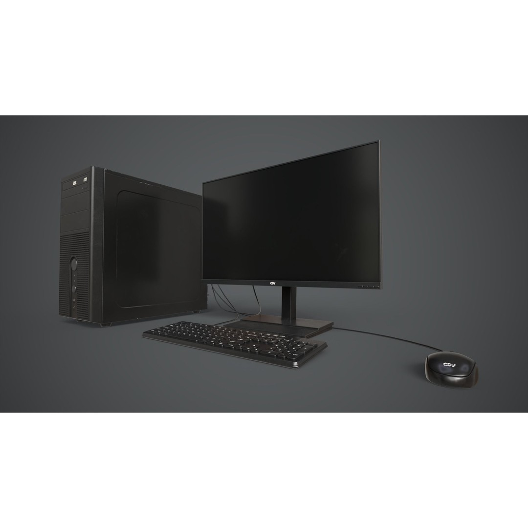 Modern Computer 3D Model – Low Poly Game Asset, PBR, FBX, OBJ - View 11