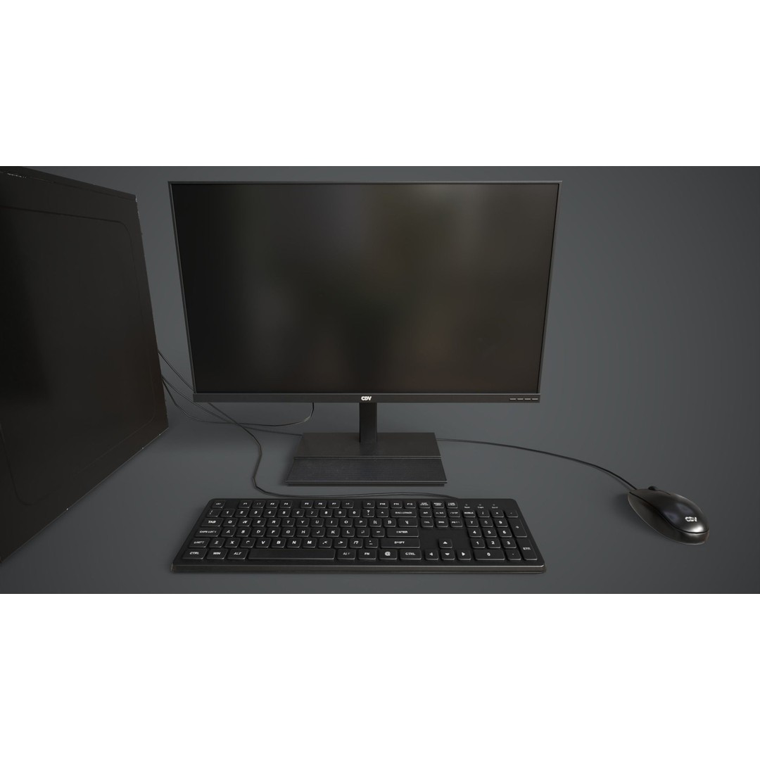 Modern Computer 3D Model – Low Poly Game Asset, PBR, FBX, OBJ - View 12