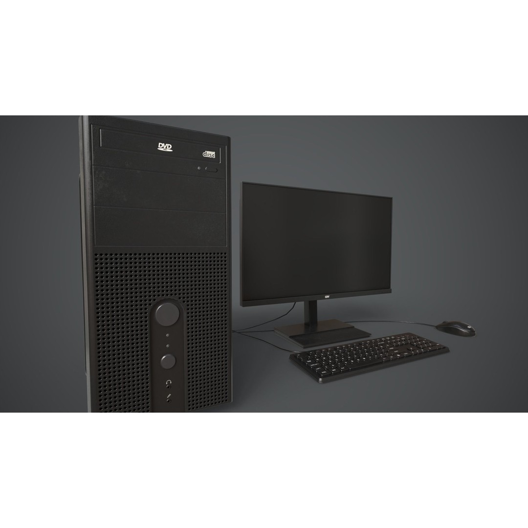 Modern Computer 3D Model – Low Poly Game Asset, PBR, FBX, OBJ - View 13