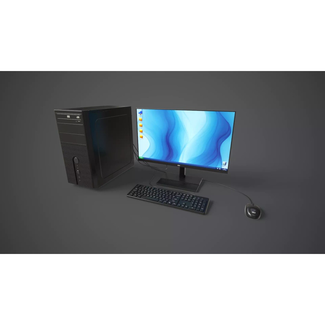 Modern Computer 3D Model – Low Poly Game Asset, PBR, FBX, OBJ - View 2