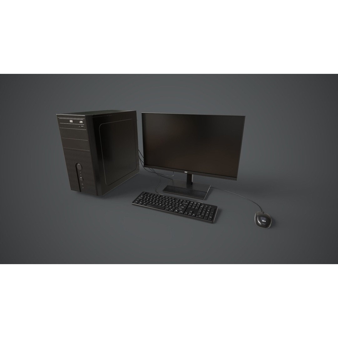 Modern Computer 3D Model – Low Poly Game Asset, PBR, FBX, OBJ - View 3