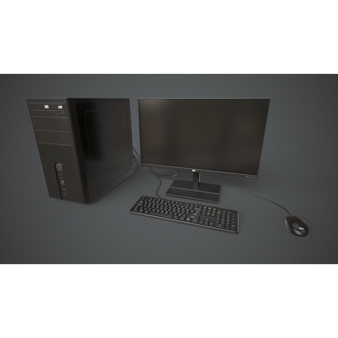 Modern Computer 3D Model – Low Poly Game Asset, PBR, FBX, OBJ - View 5