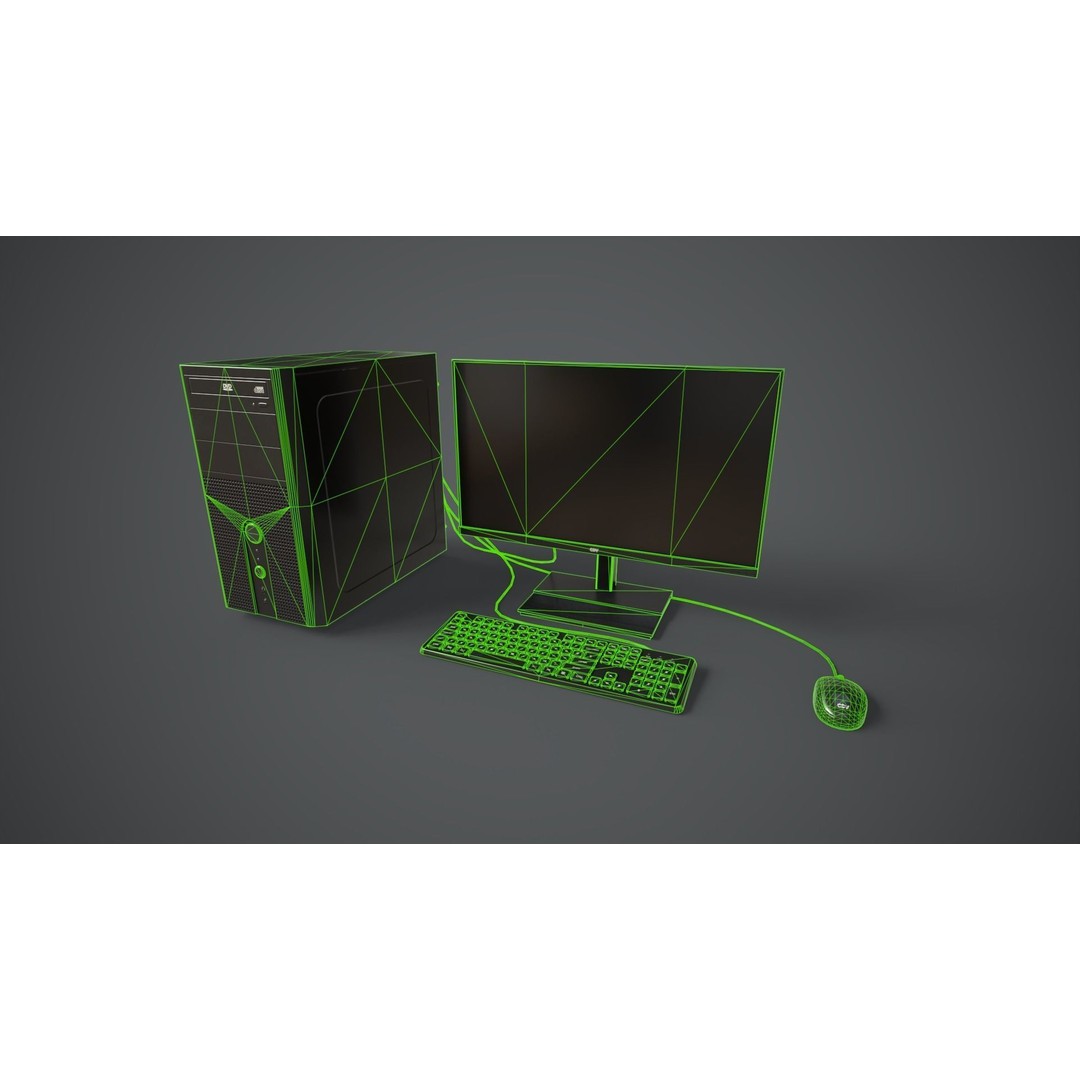 Modern Computer 3D Model – Low Poly Game Asset, PBR, FBX, OBJ - View 6