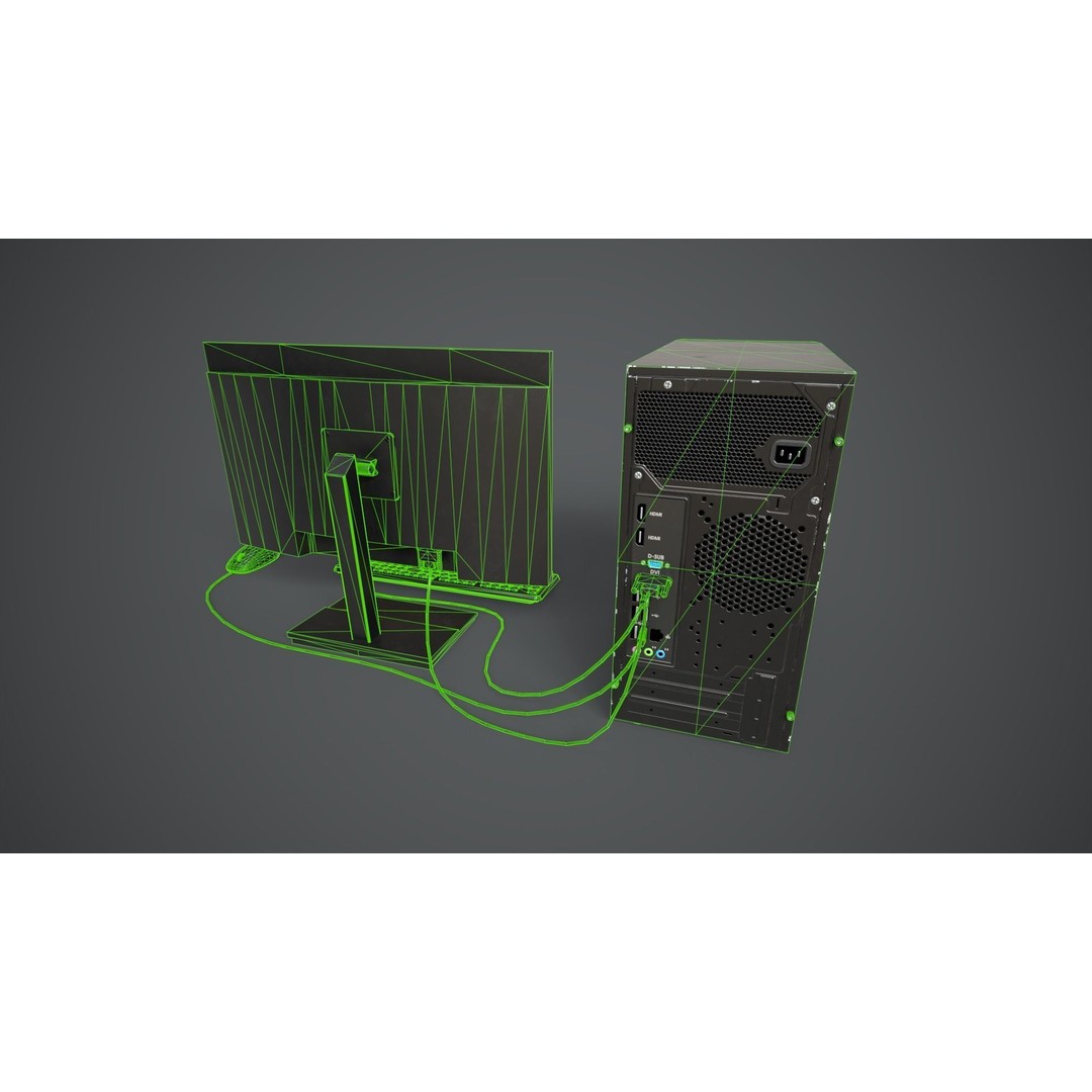 Modern Computer 3D Model – Low Poly Game Asset, PBR, FBX, OBJ - View 7