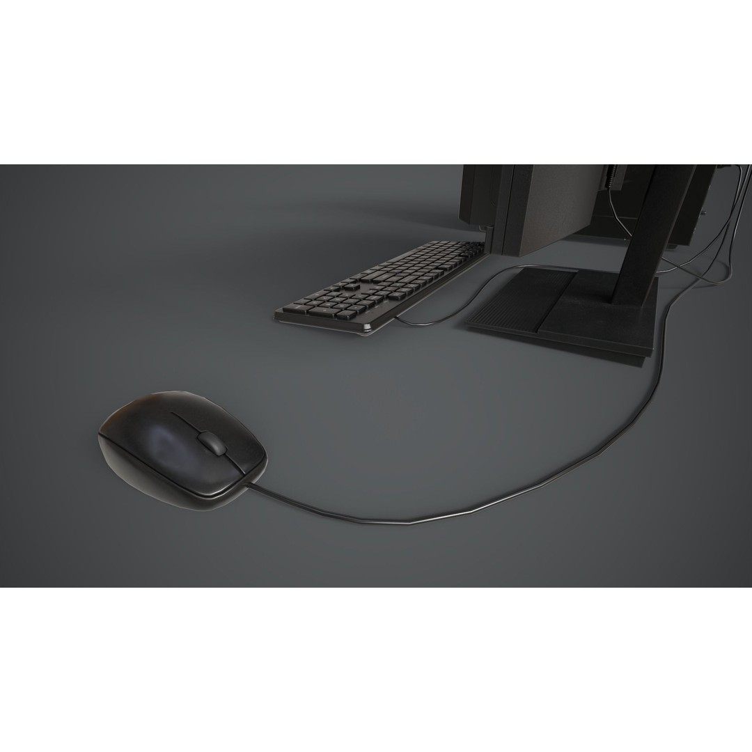 Modern Computer 3D Model – Low Poly Game Asset, PBR, FBX, OBJ - View 9