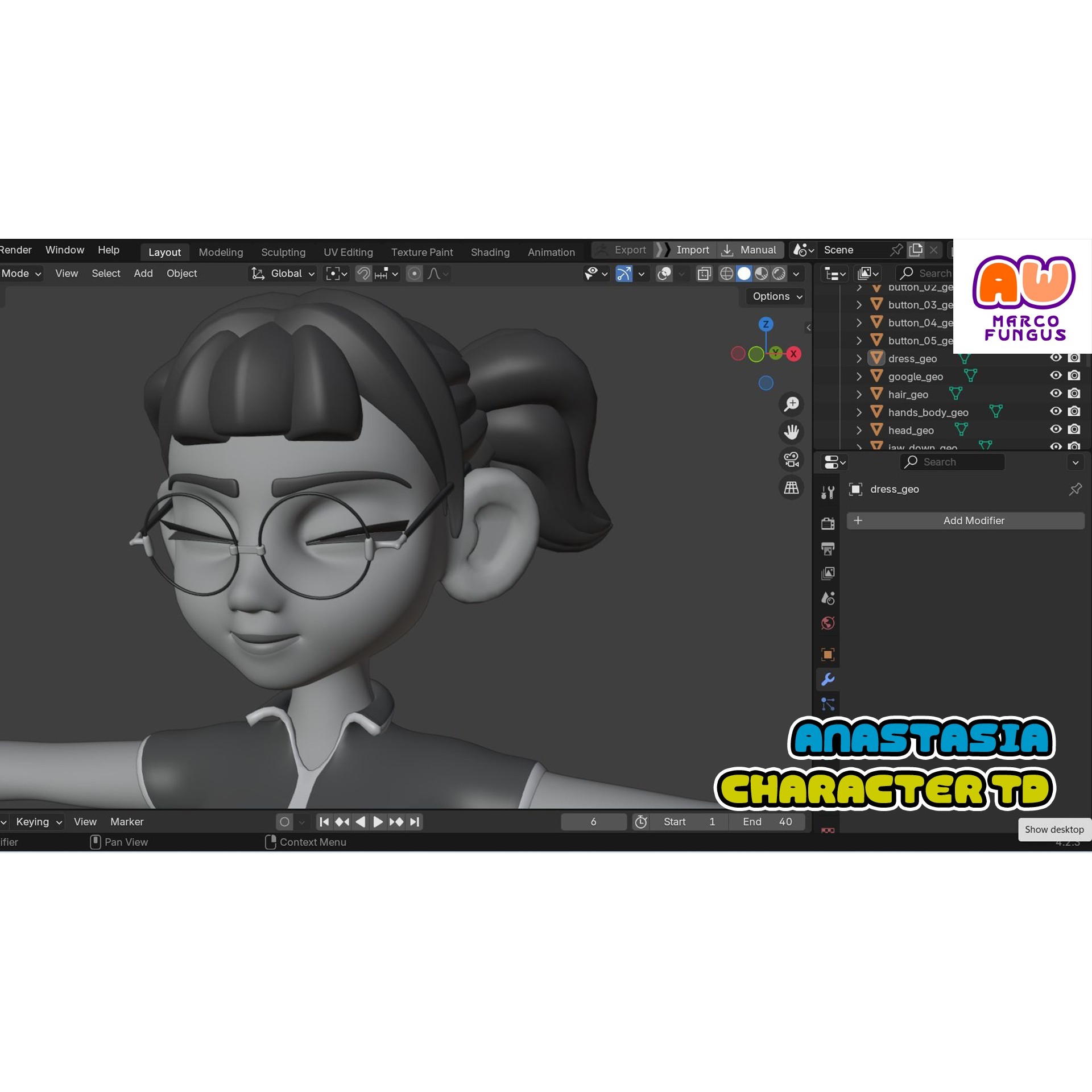 AnastasiaTD - Rigged Disney-Style Character 3D Model - View 5