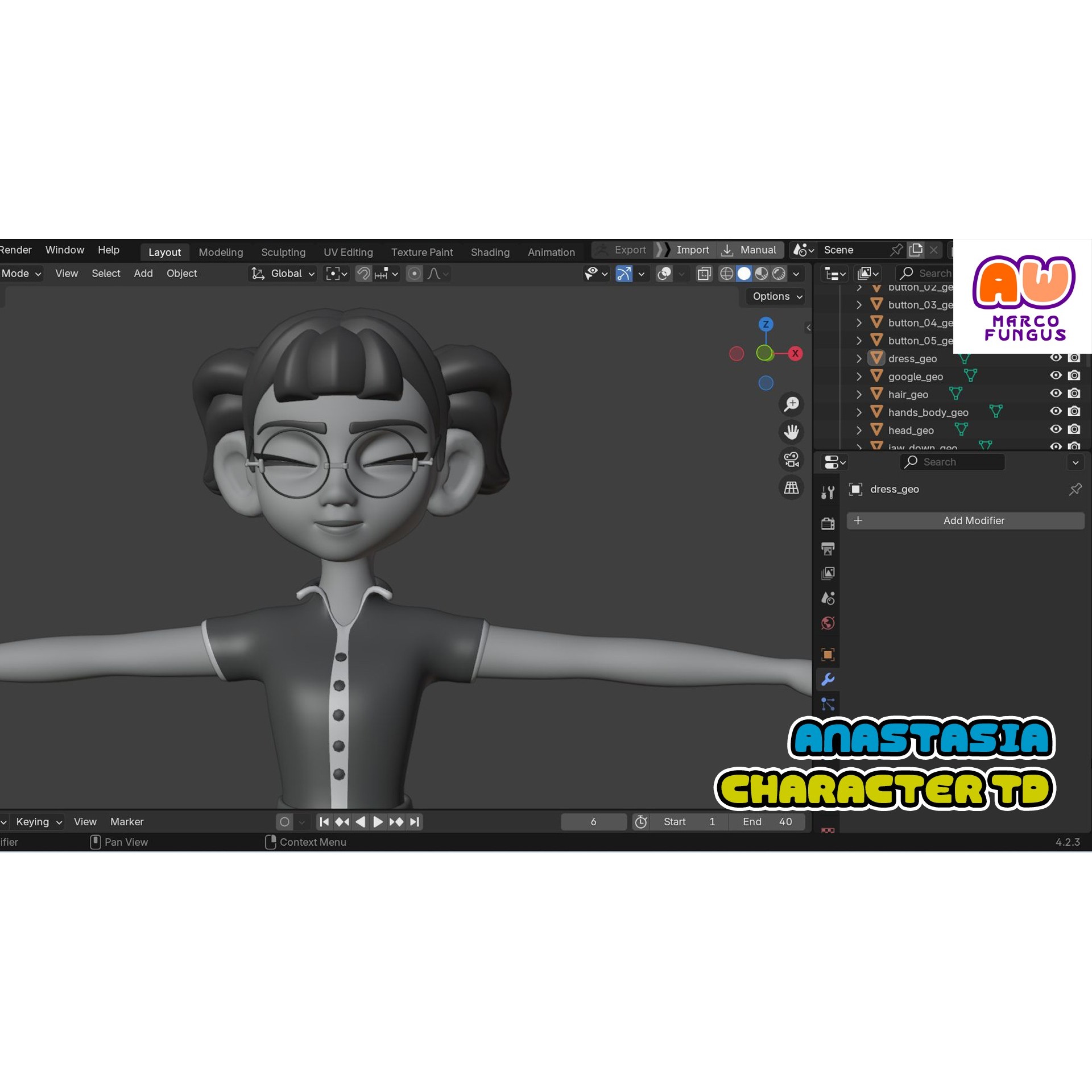 AnastasiaTD - Rigged Disney-Style Character 3D Model - View 8