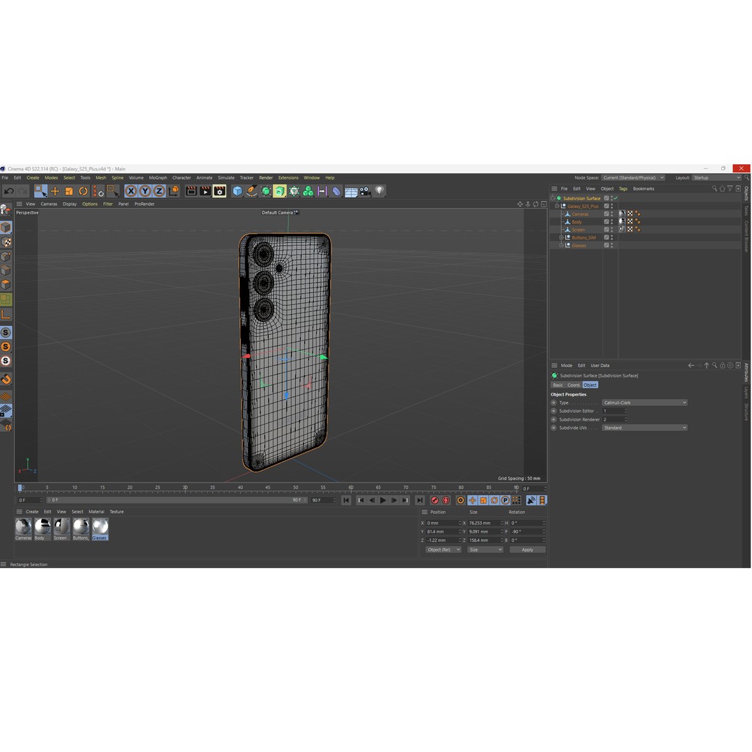 Samsung Galaxy S25 Plus 3D Model – Low Poly PBR Asset, FBX/Blender - View 15