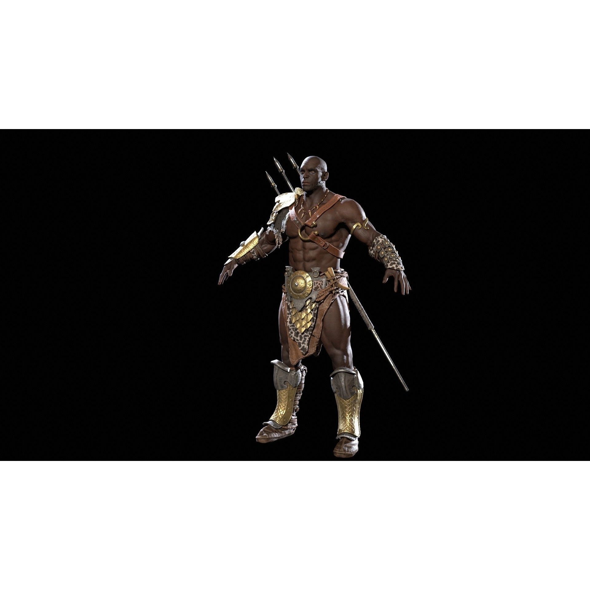Barbarian Male - Low-Poly Game-Ready 3D Model - View 10