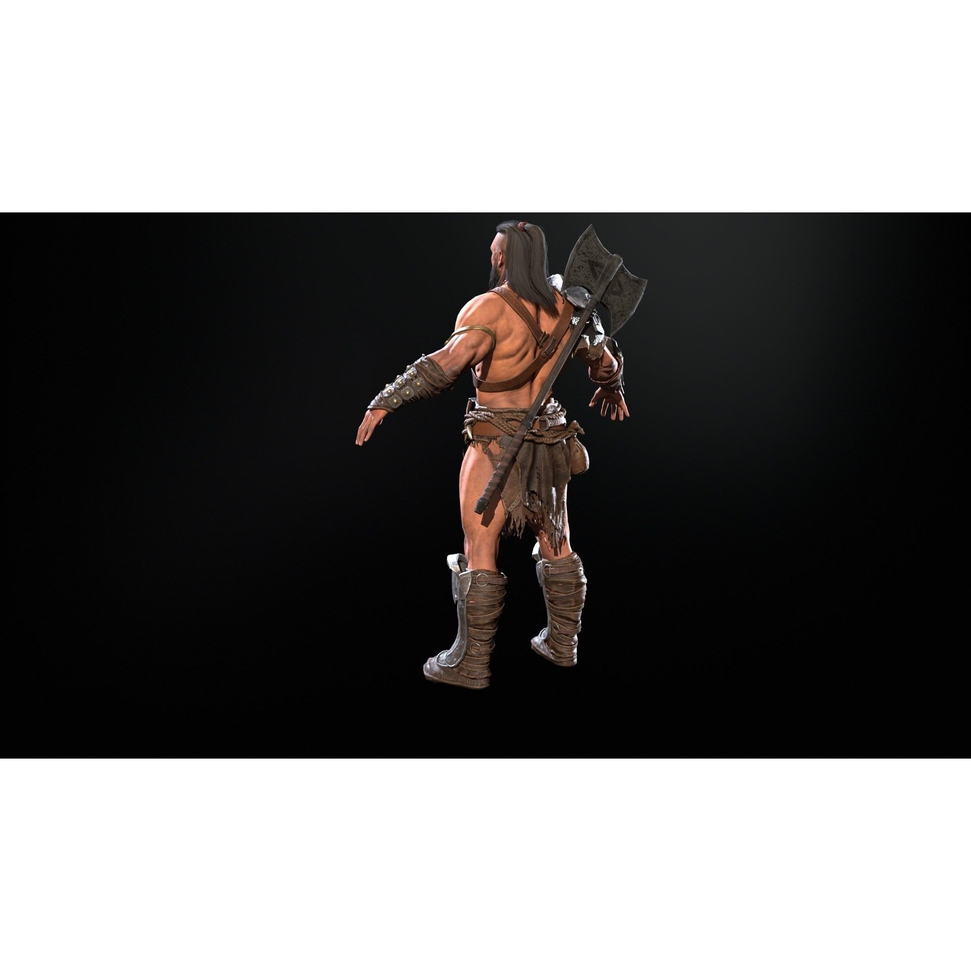Barbarian Male - Low-Poly Game-Ready 3D Model - View 11