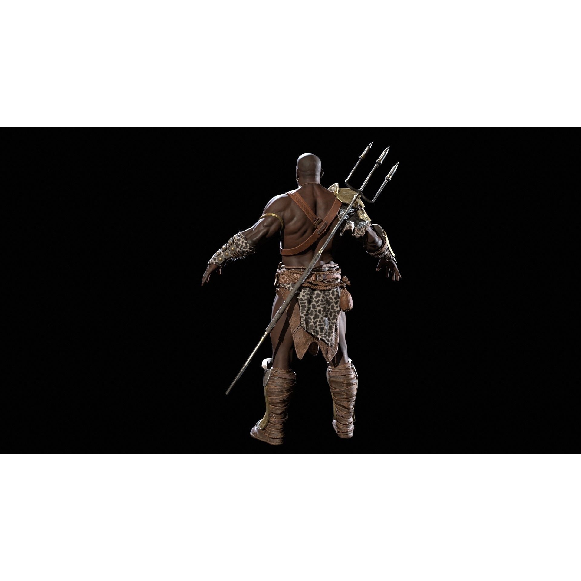 Barbarian Male - Low-Poly Game-Ready 3D Model - View 12