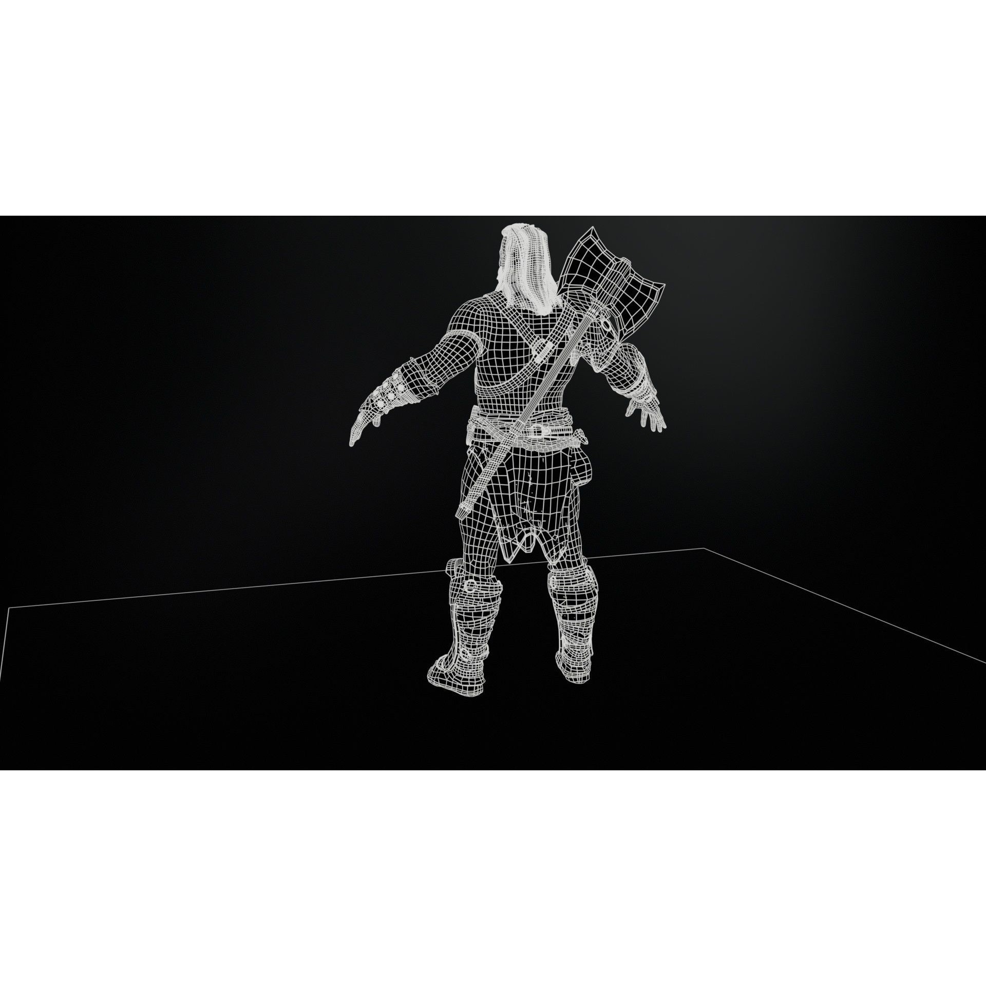 Barbarian Male - Low-Poly Game-Ready 3D Model - View 13