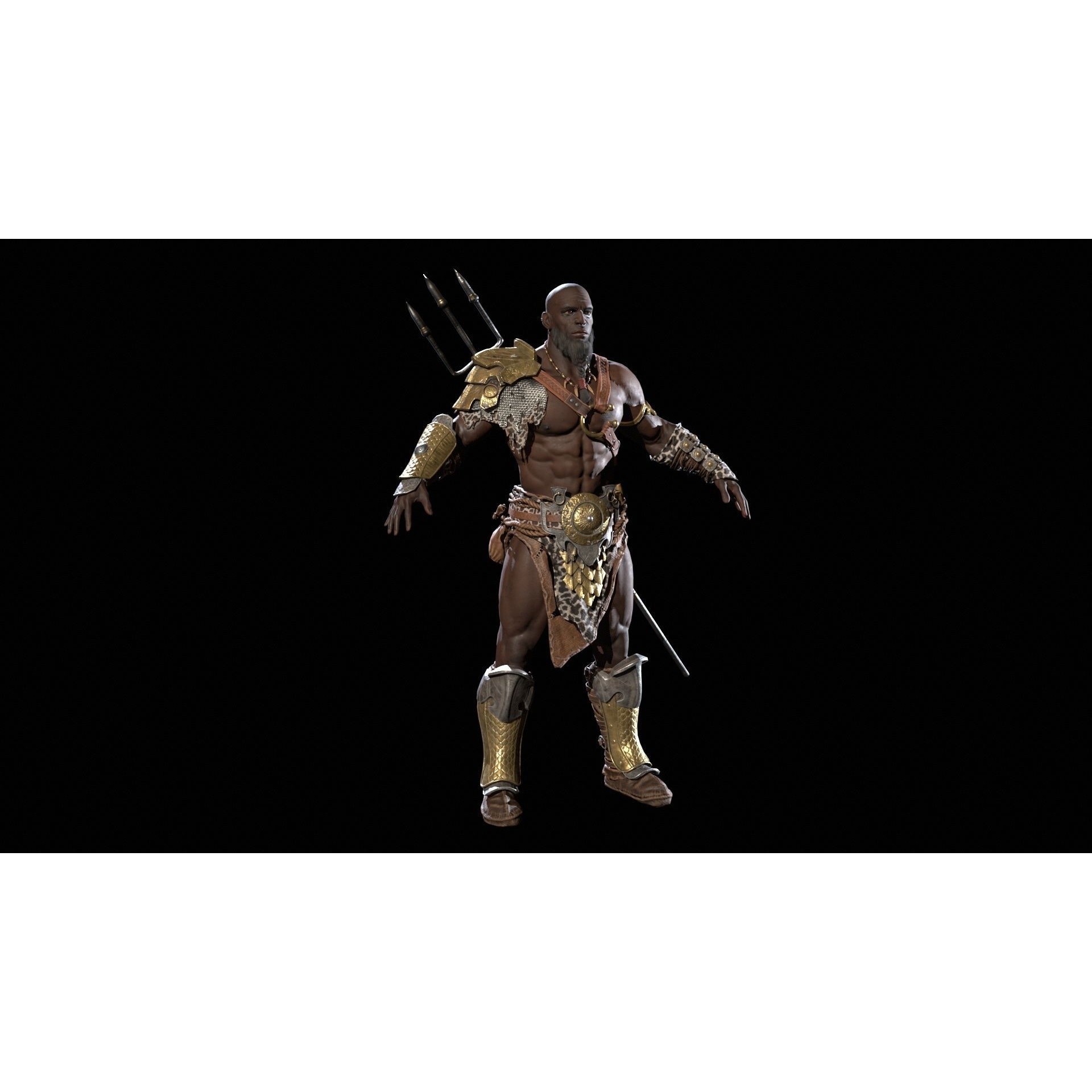 Barbarian Male - Low-Poly Game-Ready 3D Model - View 14