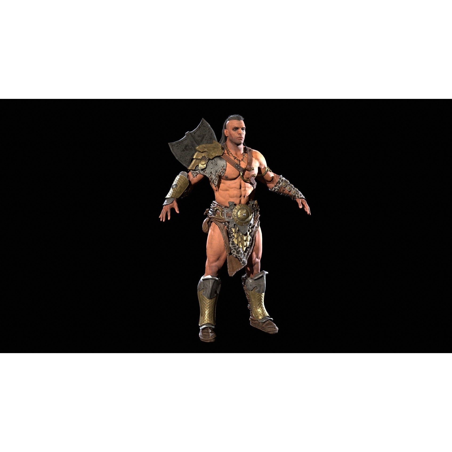 Barbarian Male - Low-Poly Game-Ready 3D Model - View 16