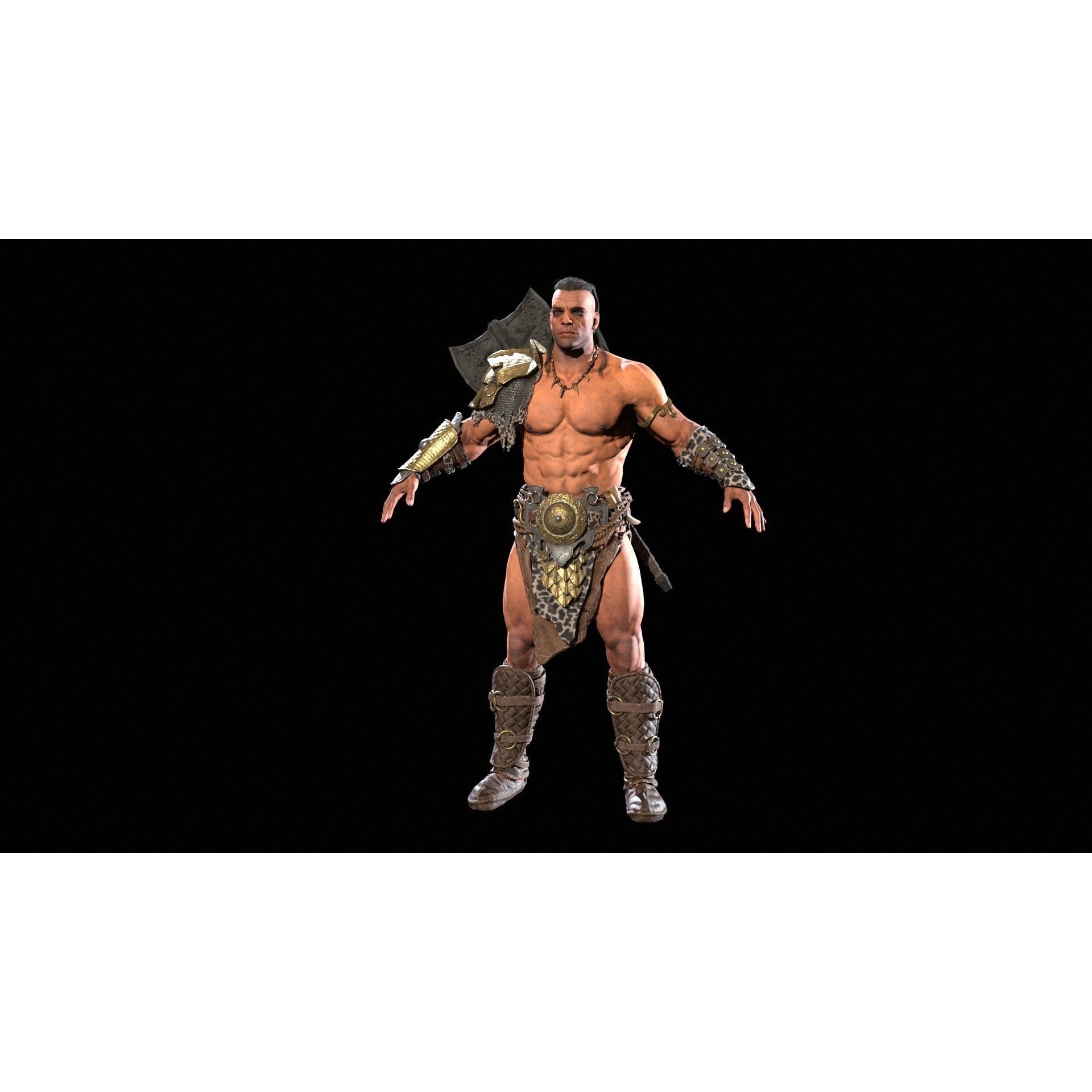 Barbarian Male - Low-Poly Game-Ready 3D Model - View 18