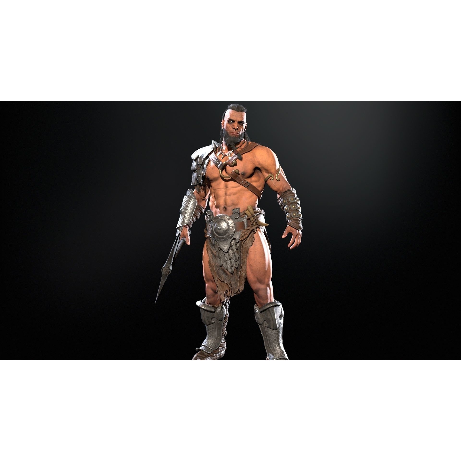 Barbarian Male - Low-Poly Game-Ready 3D Model - View 19