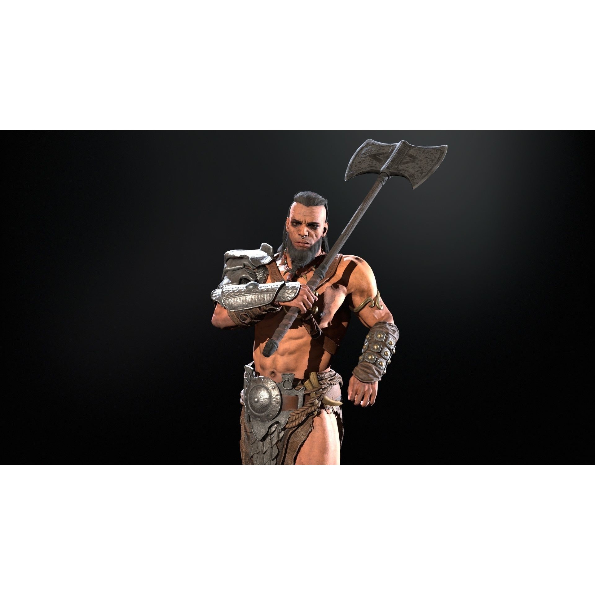 Barbarian Male - Low-Poly Game-Ready 3D Model - View 21