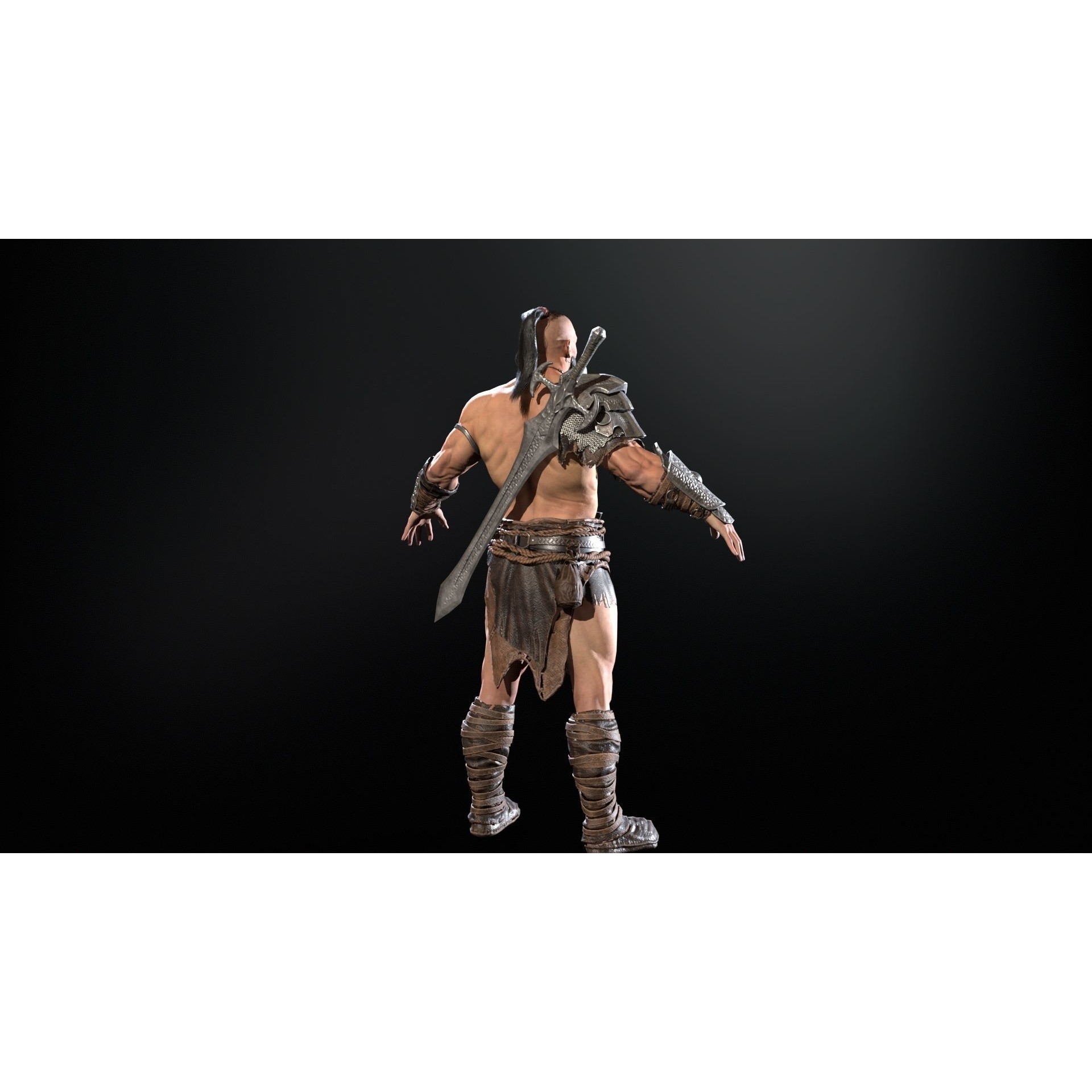 Barbarian Male - Low-Poly Game-Ready 3D Model - View 22