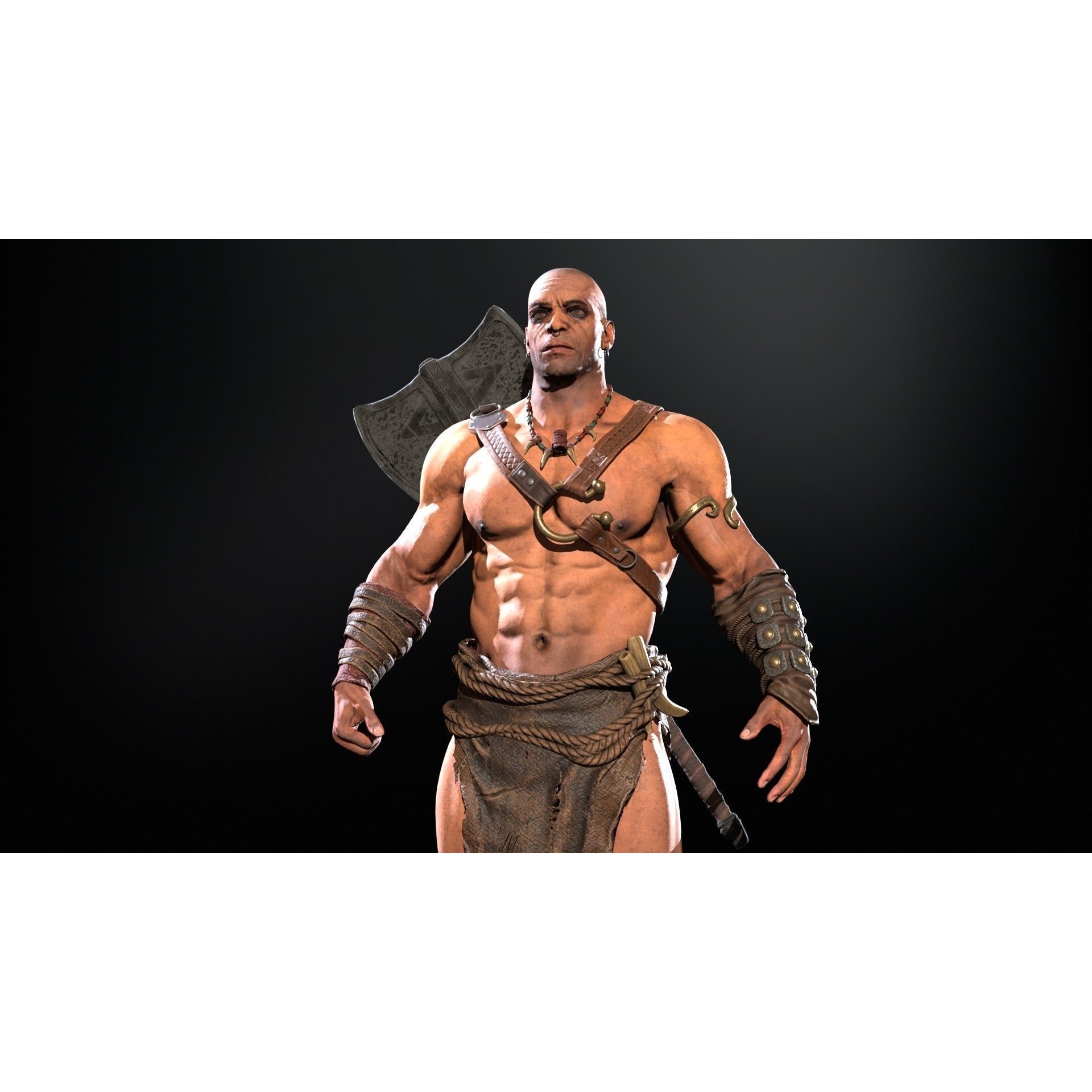 Barbarian Male - Low-Poly Game-Ready 3D Model - View 25