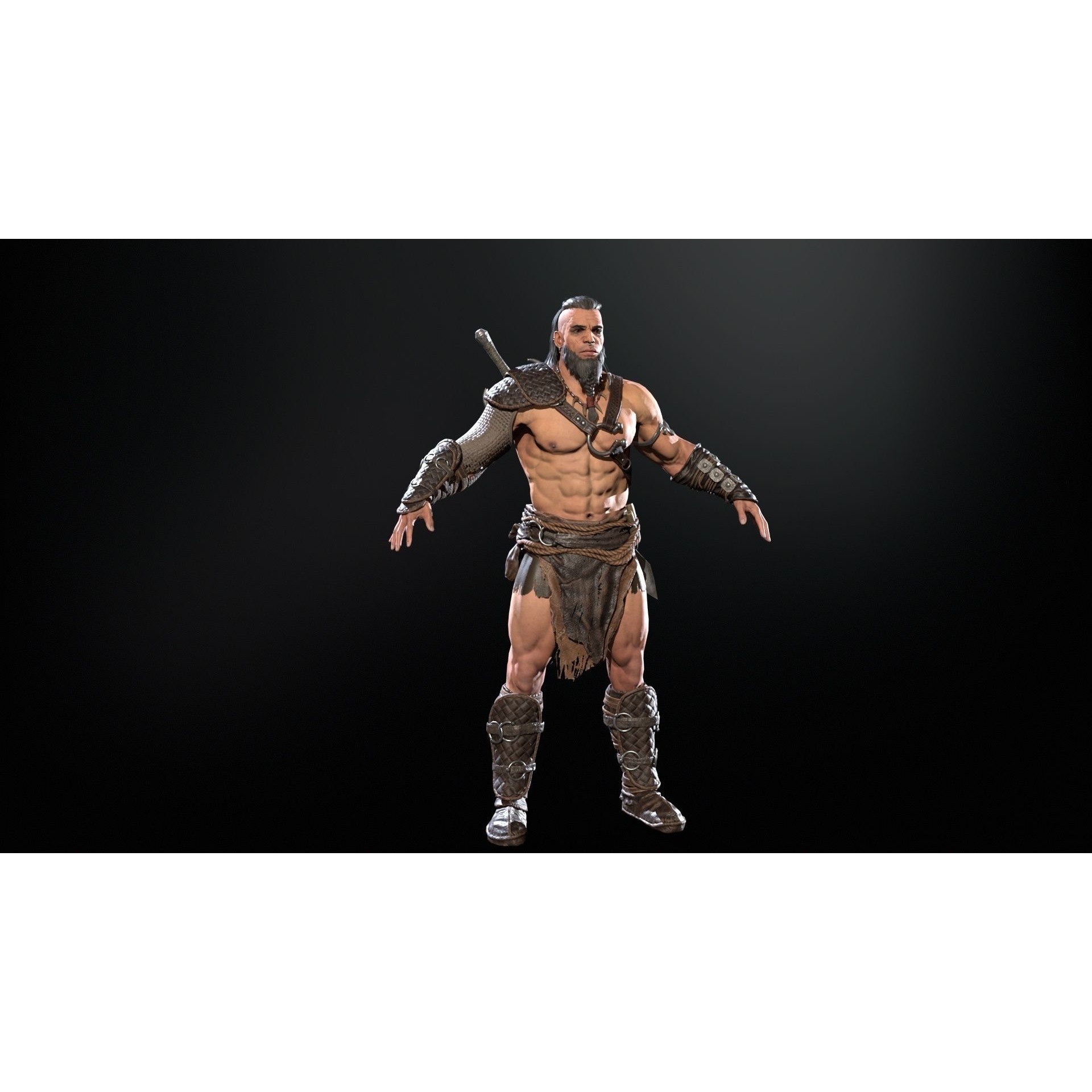 Barbarian Male - Low-Poly Game-Ready 3D Model - View 26