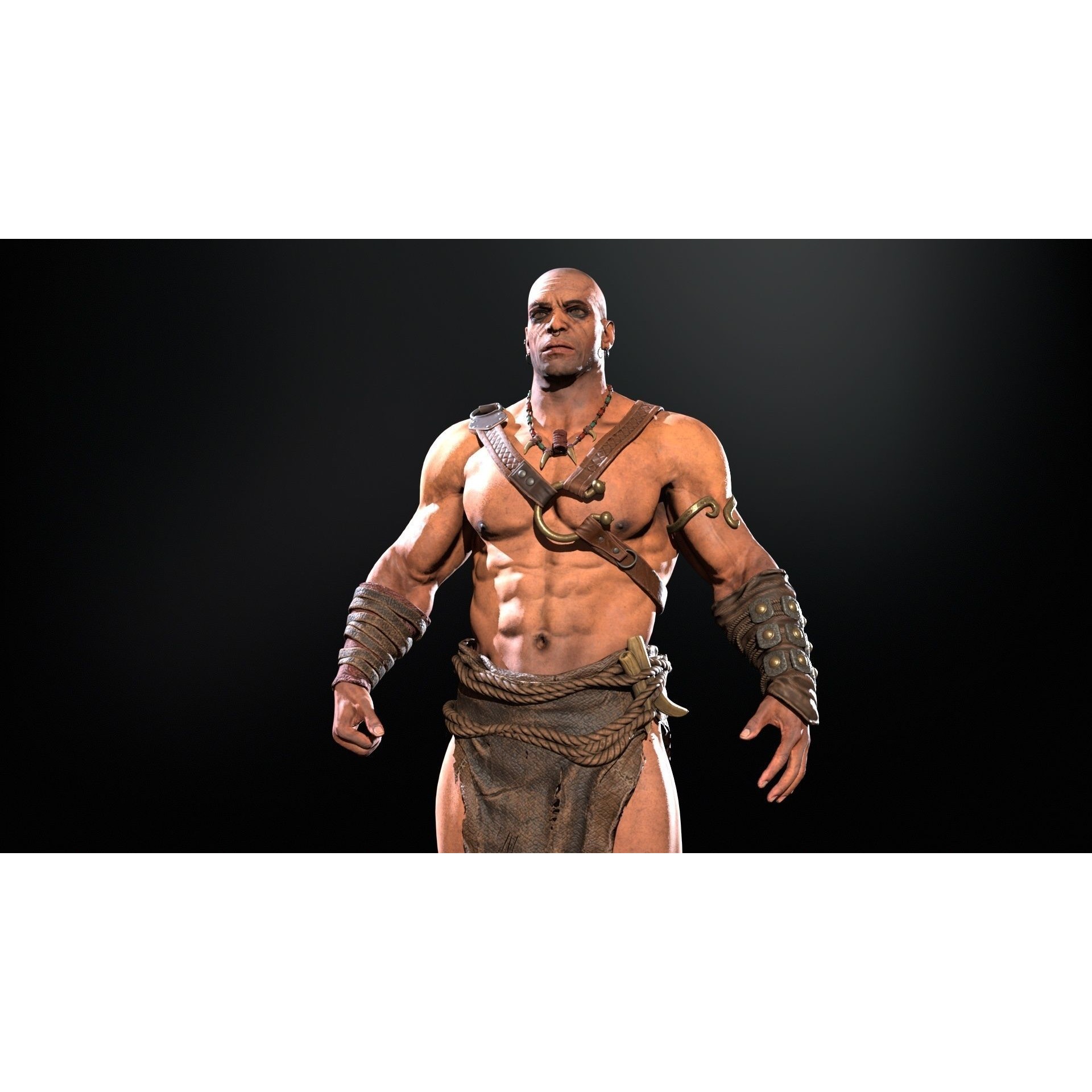 Barbarian Male - Low-Poly Game-Ready 3D Model - View 27