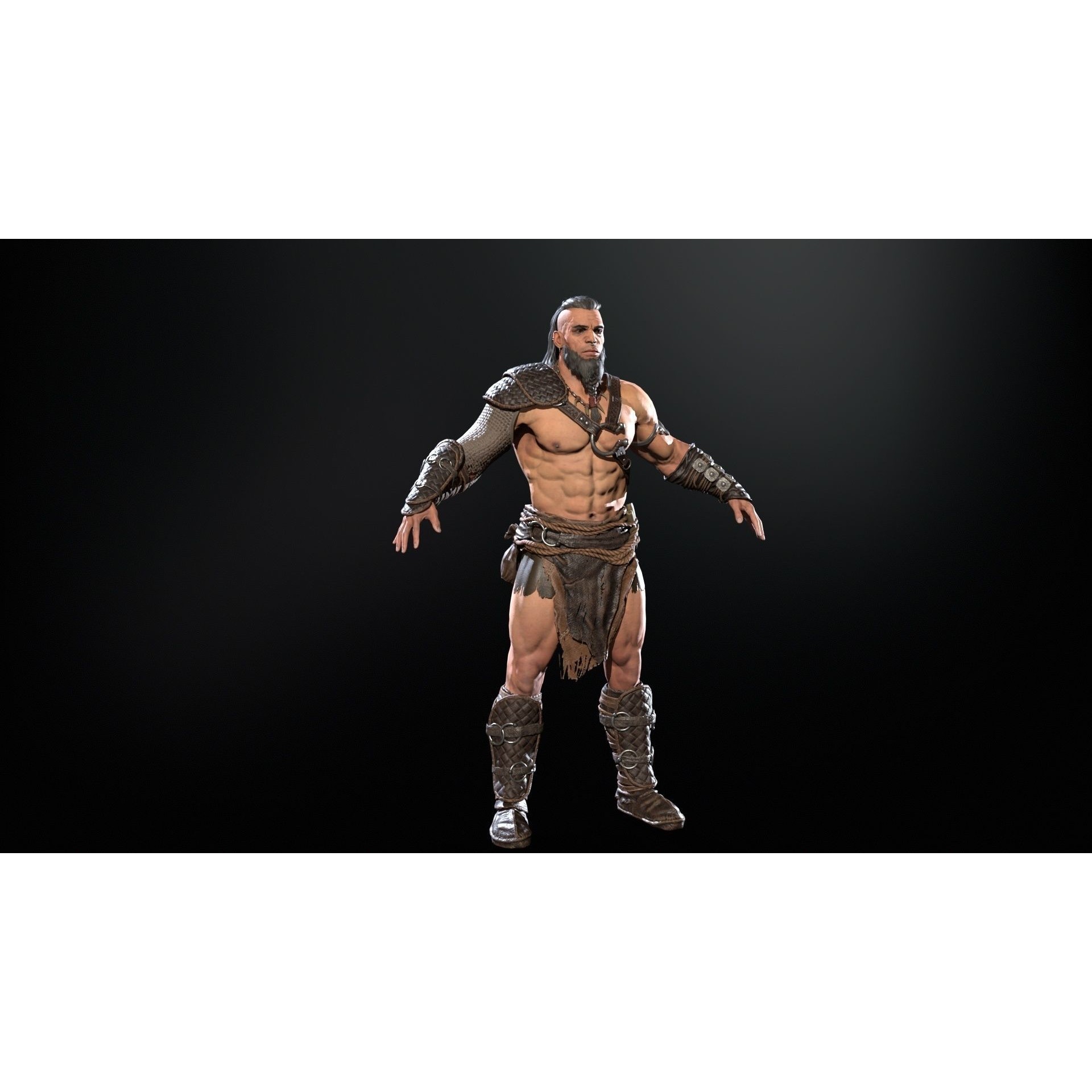 Barbarian Male - Low-Poly Game-Ready 3D Model - View 28