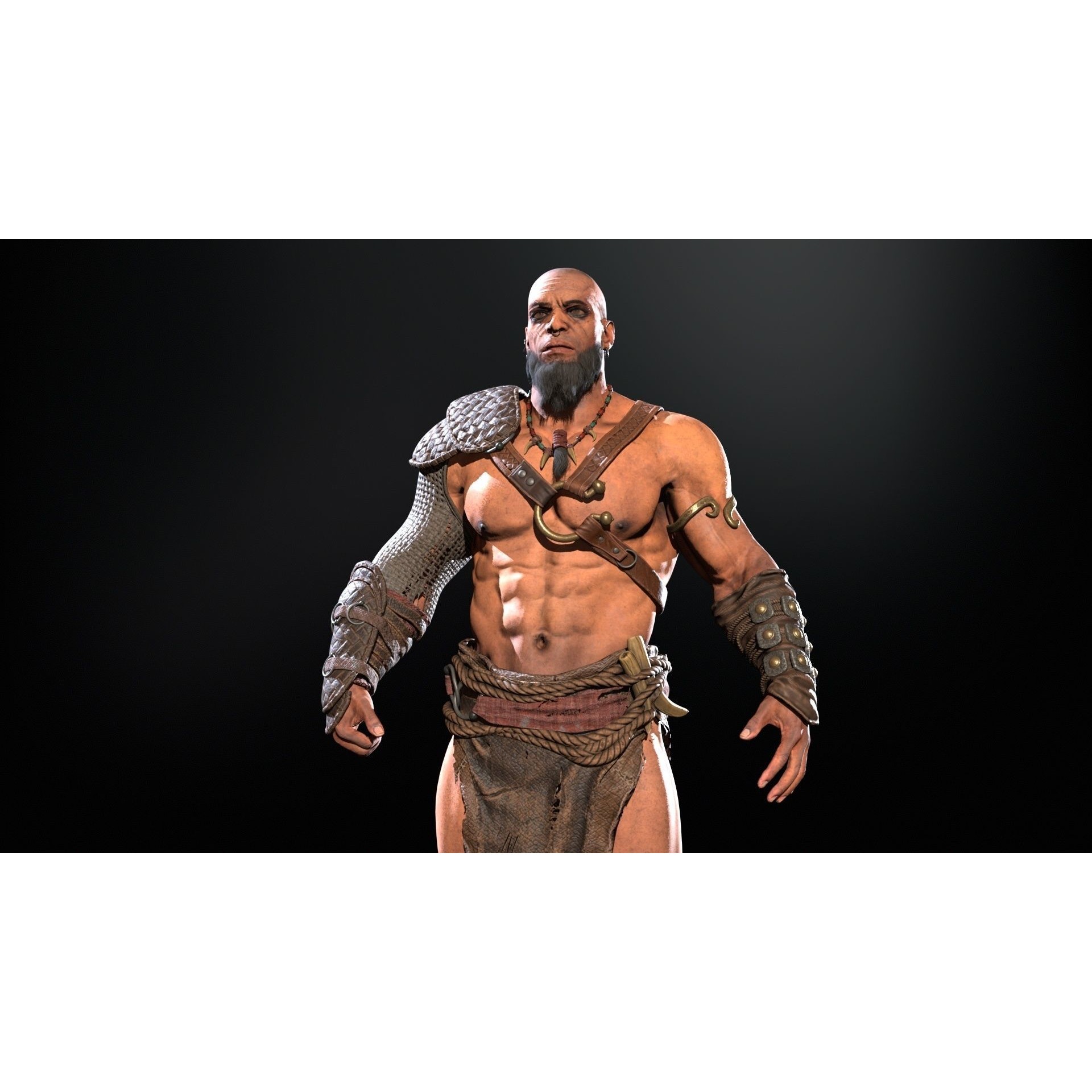 Barbarian Male - Low-Poly Game-Ready 3D Model - View 29