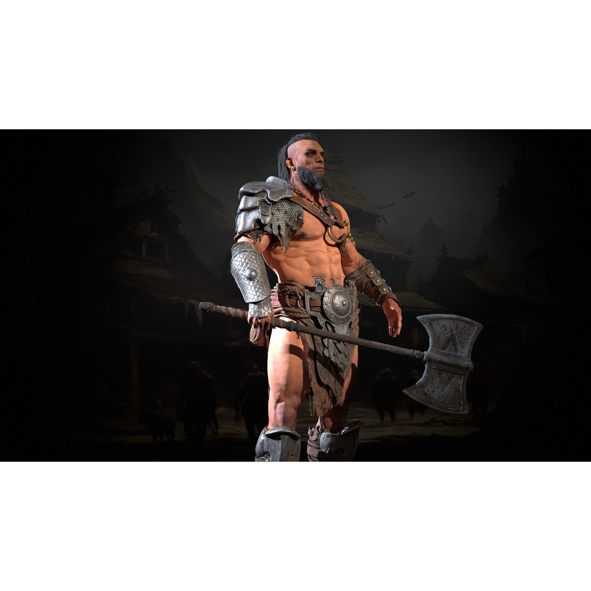Barbarian Male - Low-Poly Game-Ready 3D Model - View 3