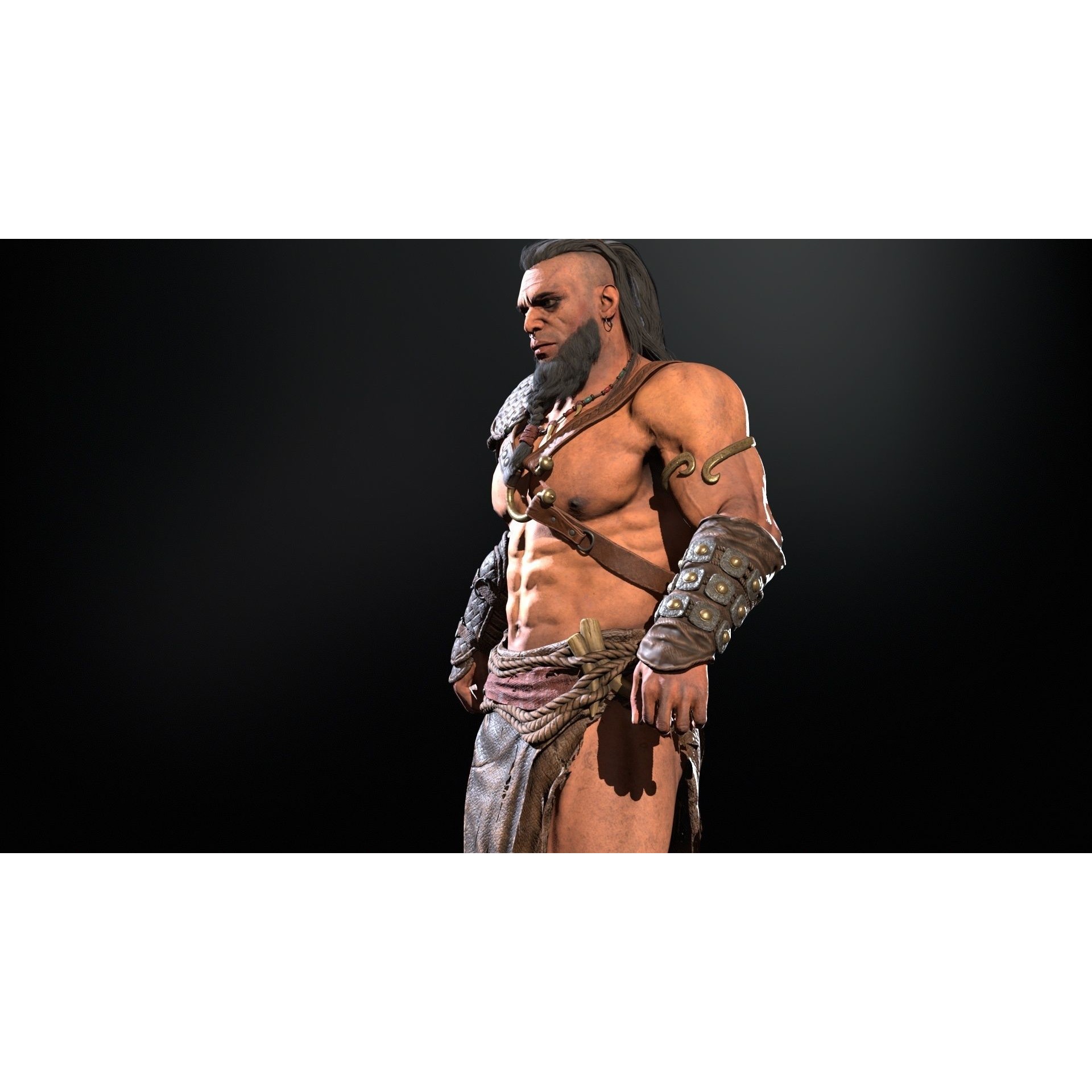 Barbarian Male - Low-Poly Game-Ready 3D Model - View 30