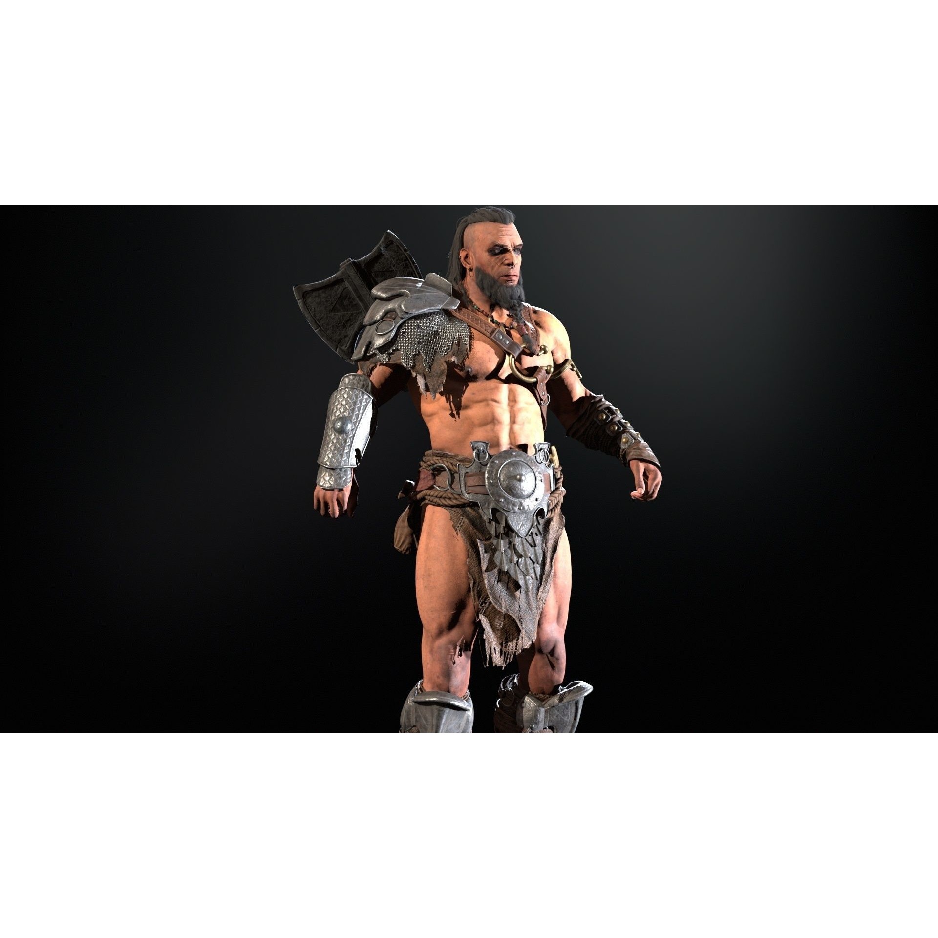 Barbarian Male - Low-Poly Game-Ready 3D Model - View 31