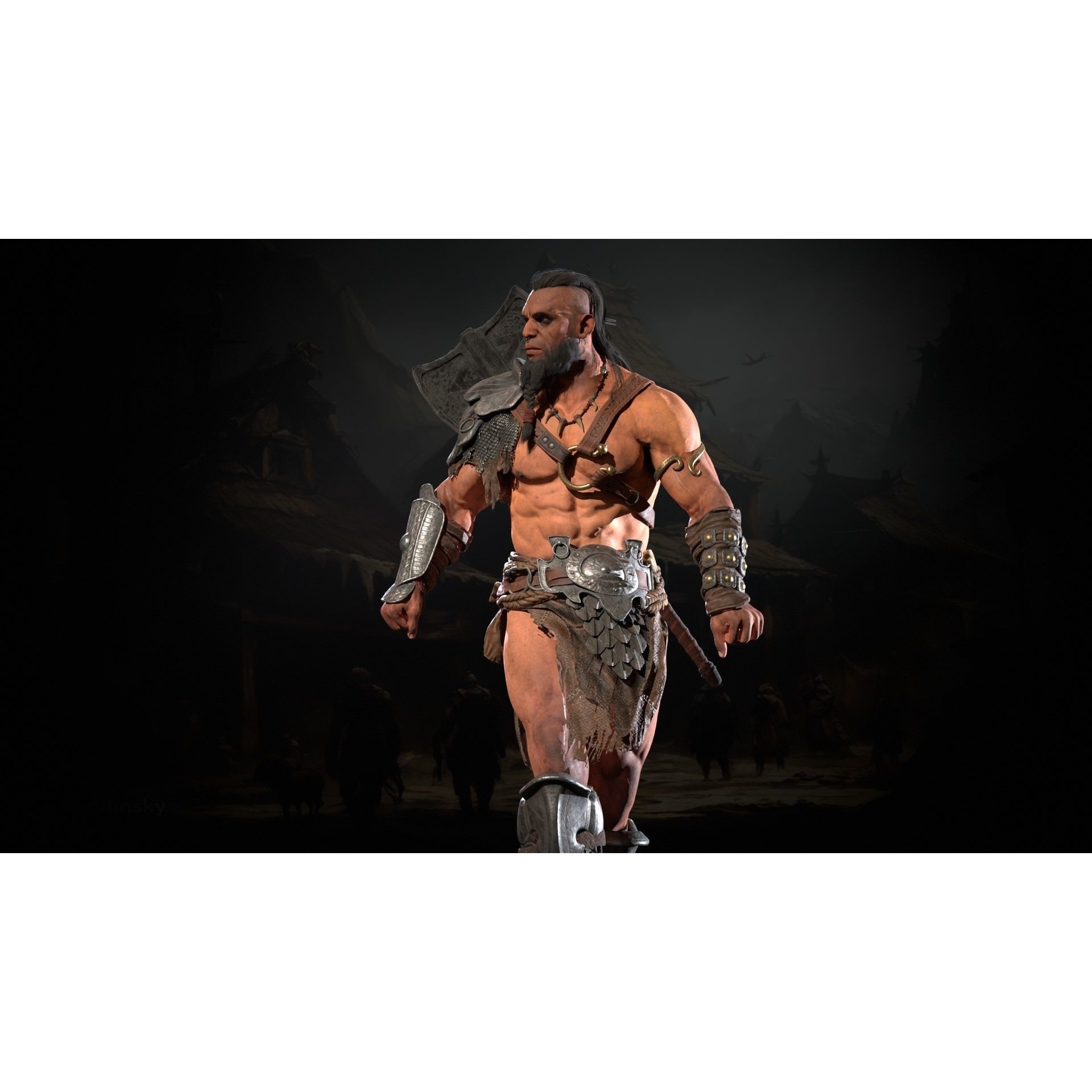 Barbarian Male - Low-Poly Game-Ready 3D Model - View 33
