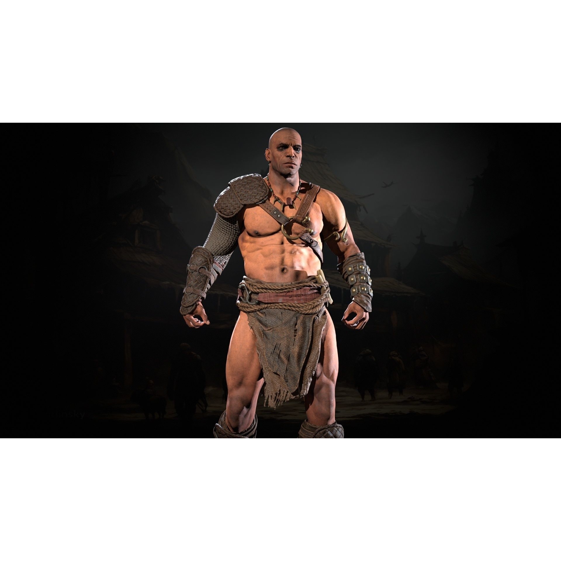 Barbarian Male - Low-Poly Game-Ready 3D Model - View 34