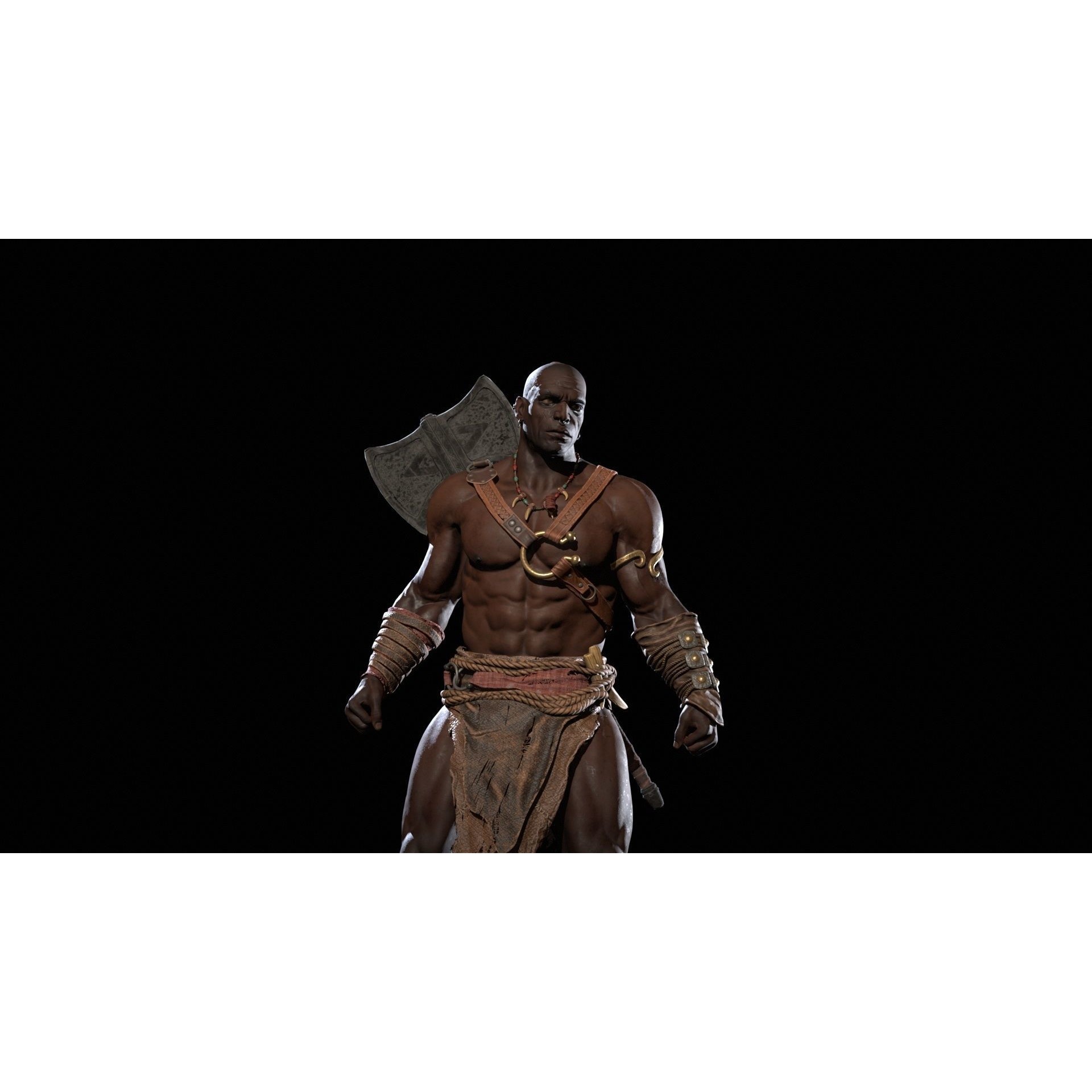 Barbarian Male - Low-Poly Game-Ready 3D Model - View 36