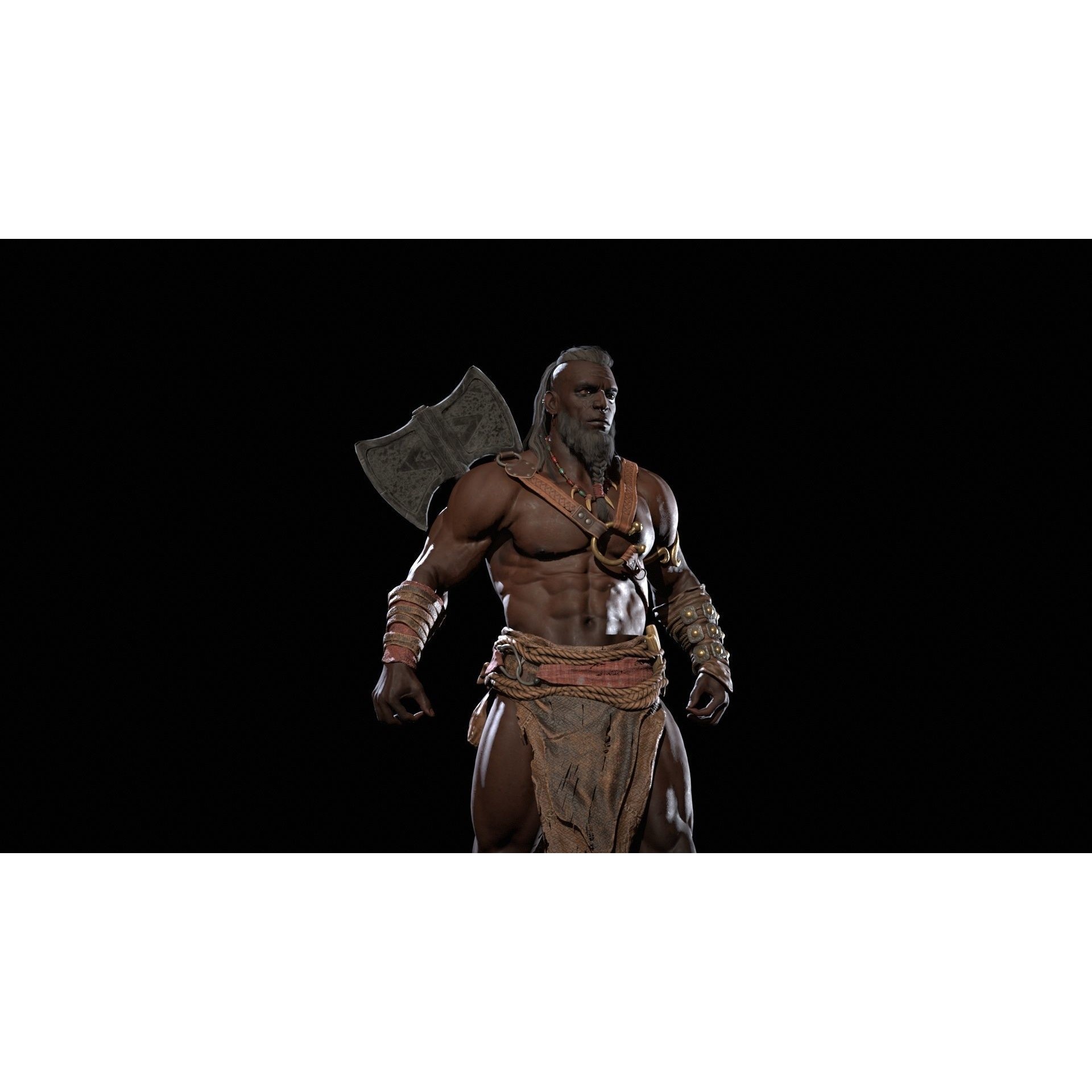 Barbarian Male - Low-Poly Game-Ready 3D Model - View 37