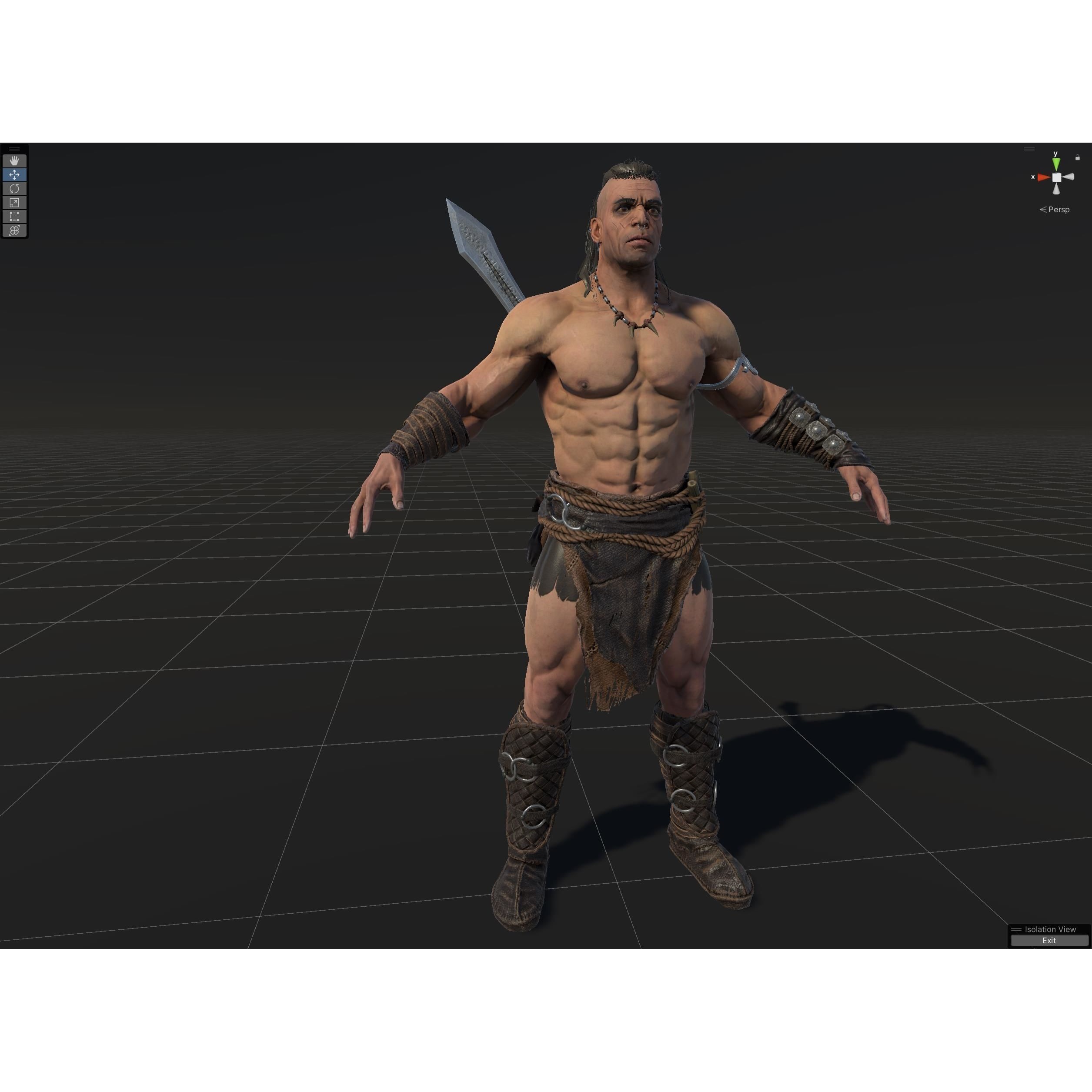 Barbarian Male - Low-Poly Game-Ready 3D Model - View 39
