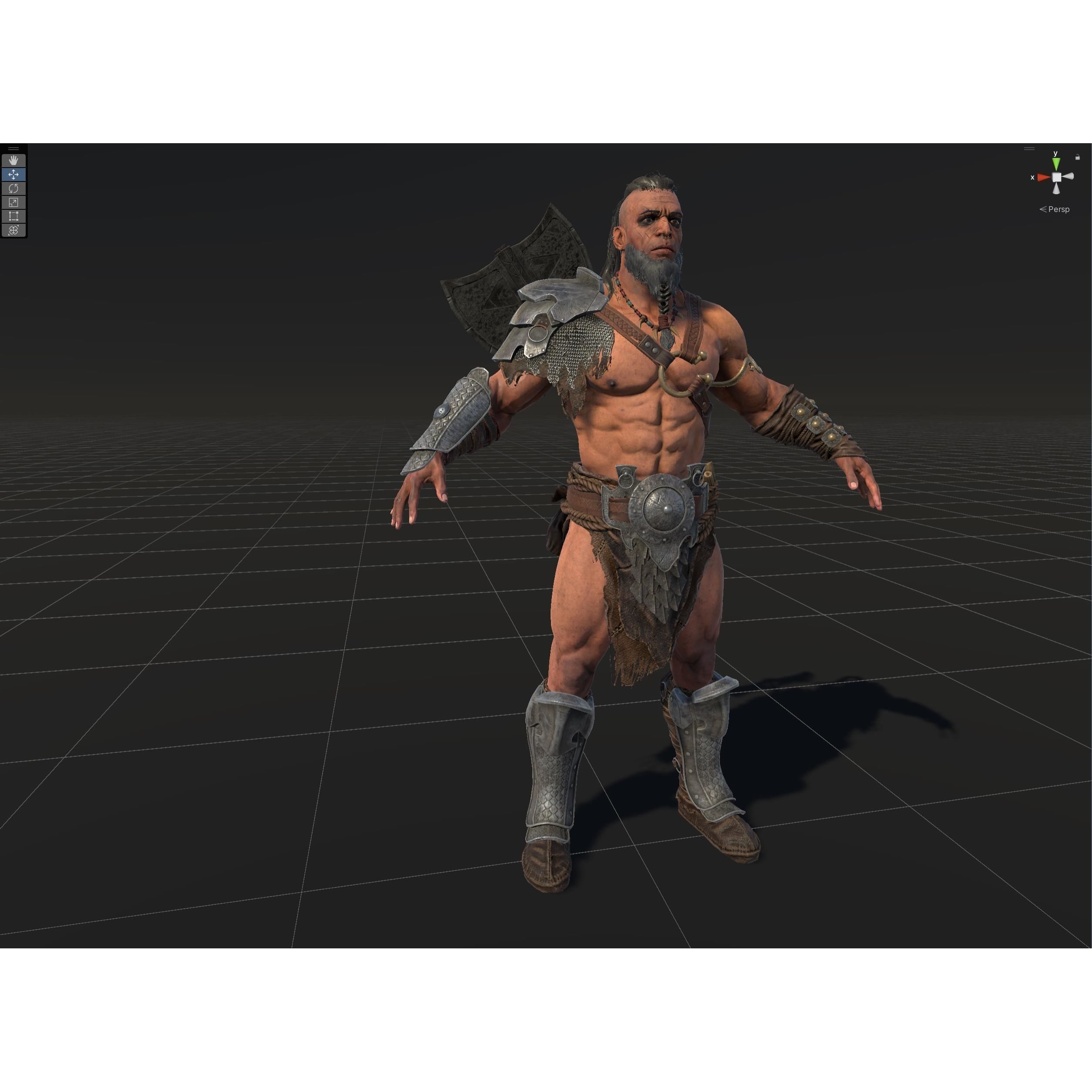 Barbarian Male - Low-Poly Game-Ready 3D Model - View 40