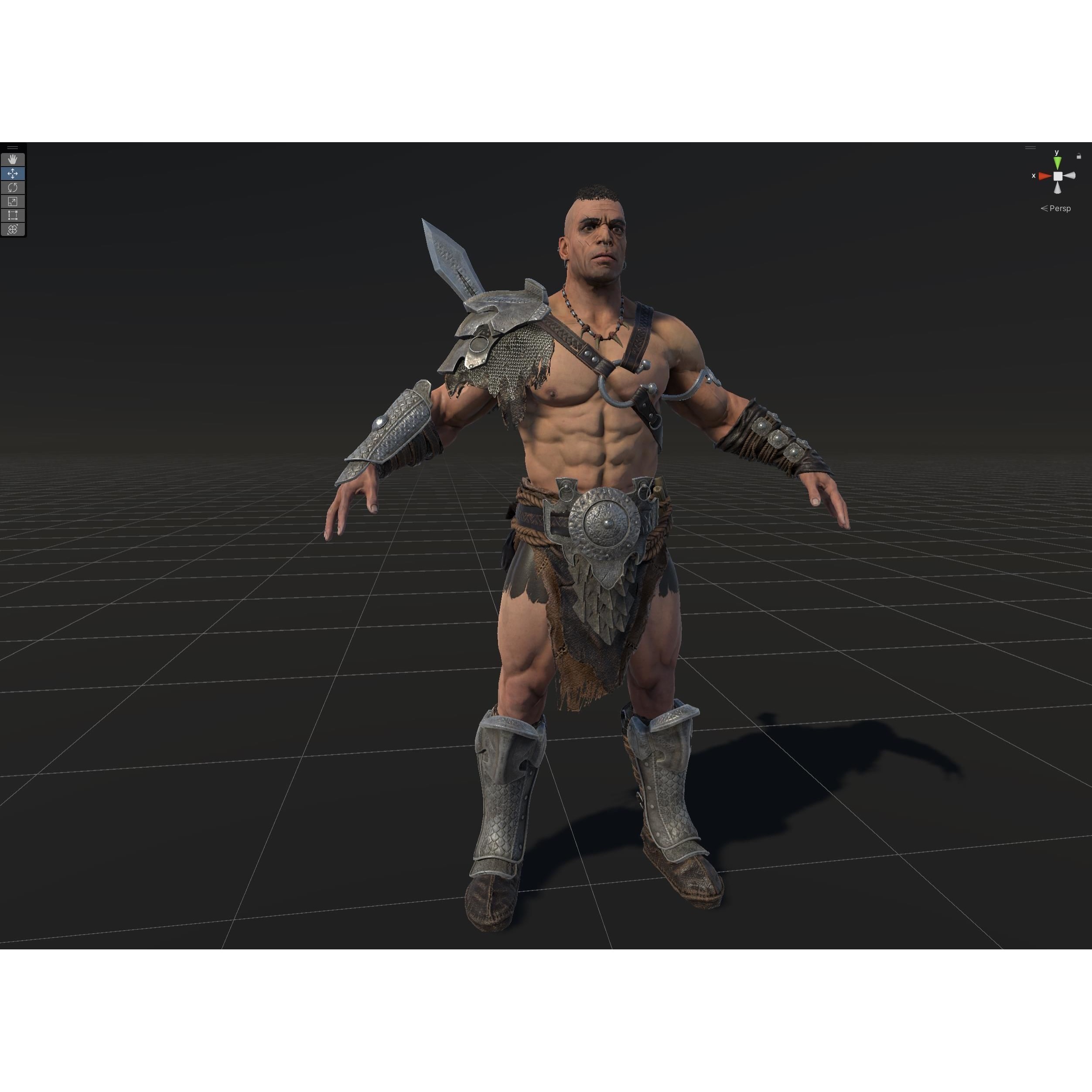 Barbarian Male - Low-Poly Game-Ready 3D Model - View 44