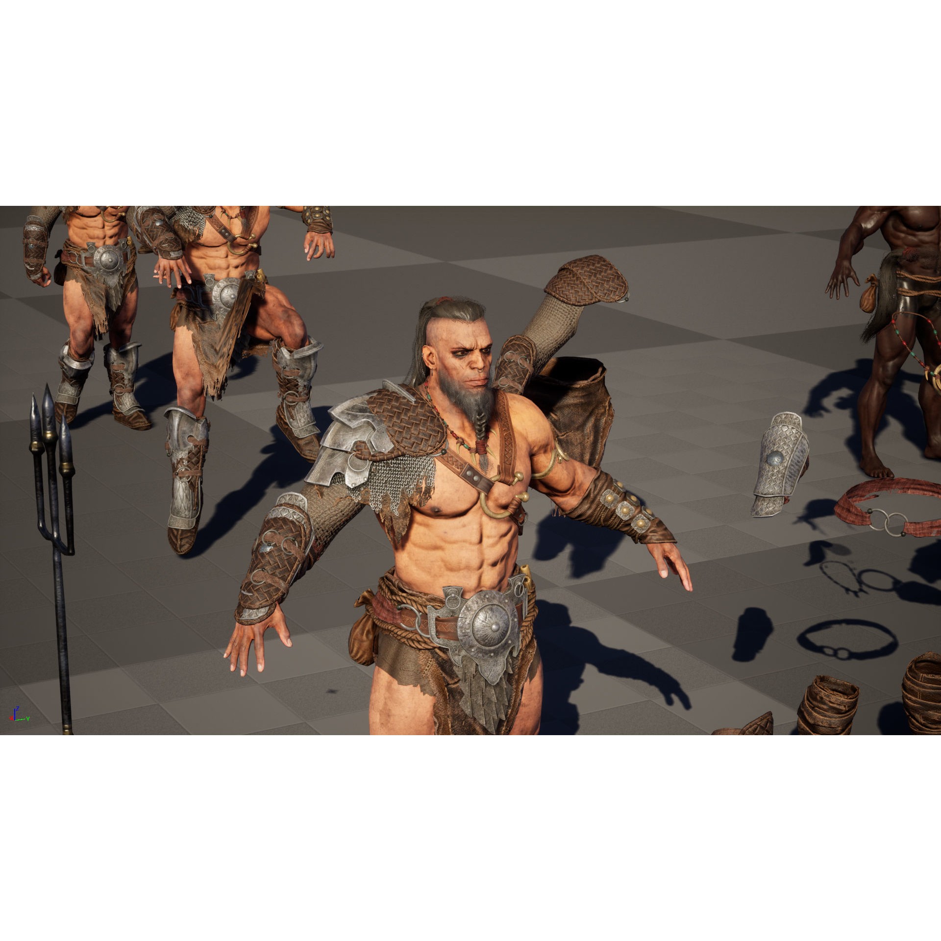 Barbarian Male - Low-Poly Game-Ready 3D Model - View 45