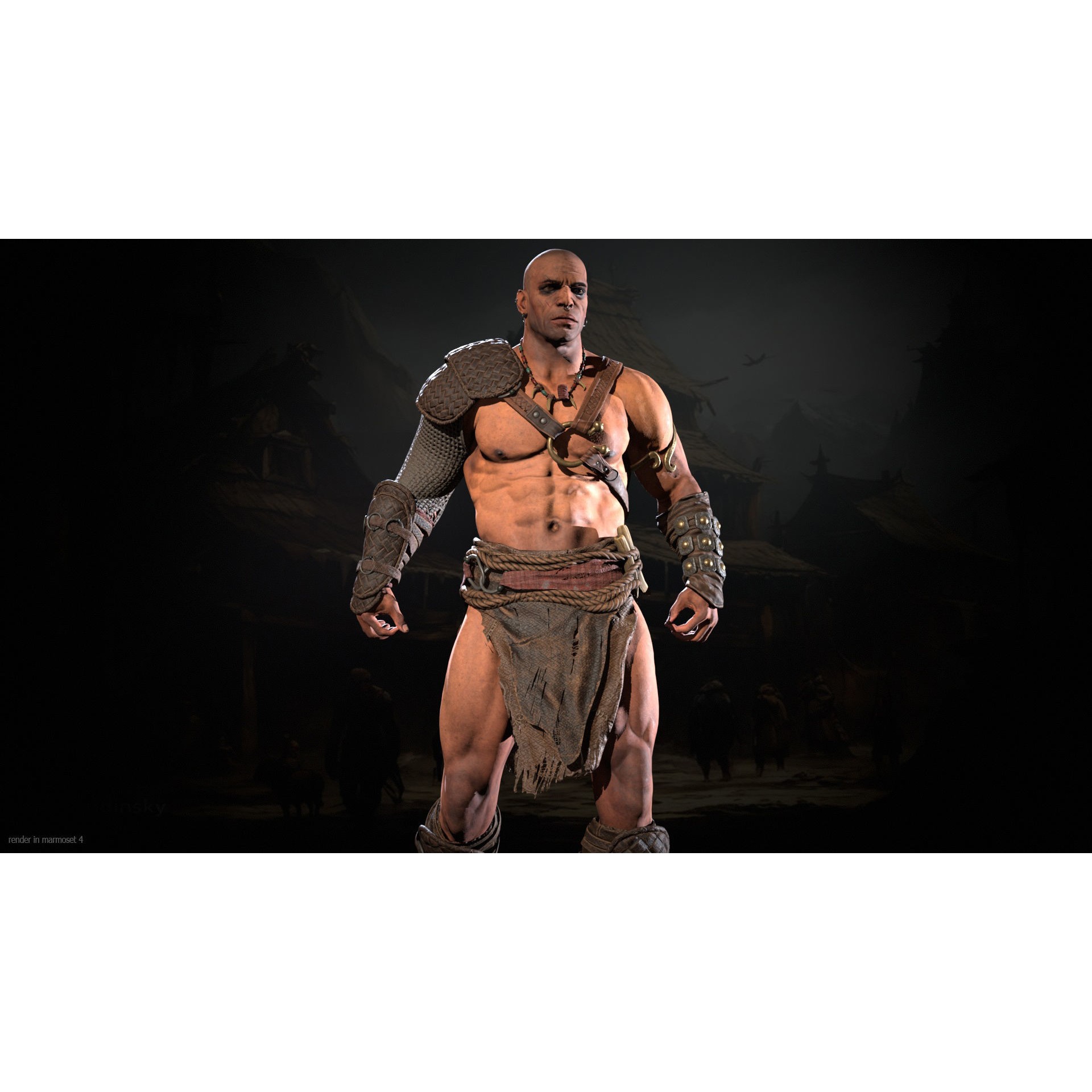 Barbarian Male - Low-Poly Game-Ready 3D Model - View 6